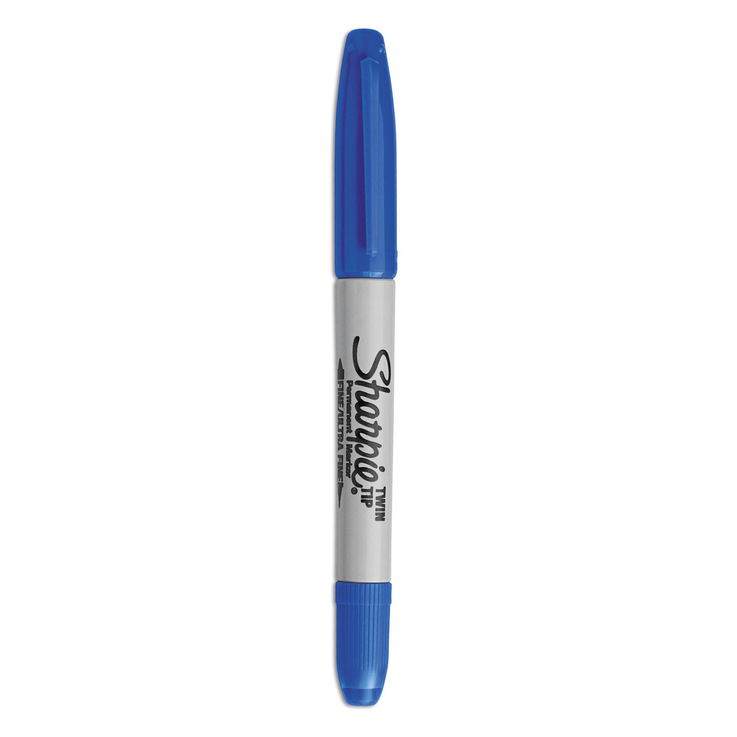 Twin-Tip Permanent Marker, Extra-Fine/Fine Bullet Tips, Blue, Dozen -