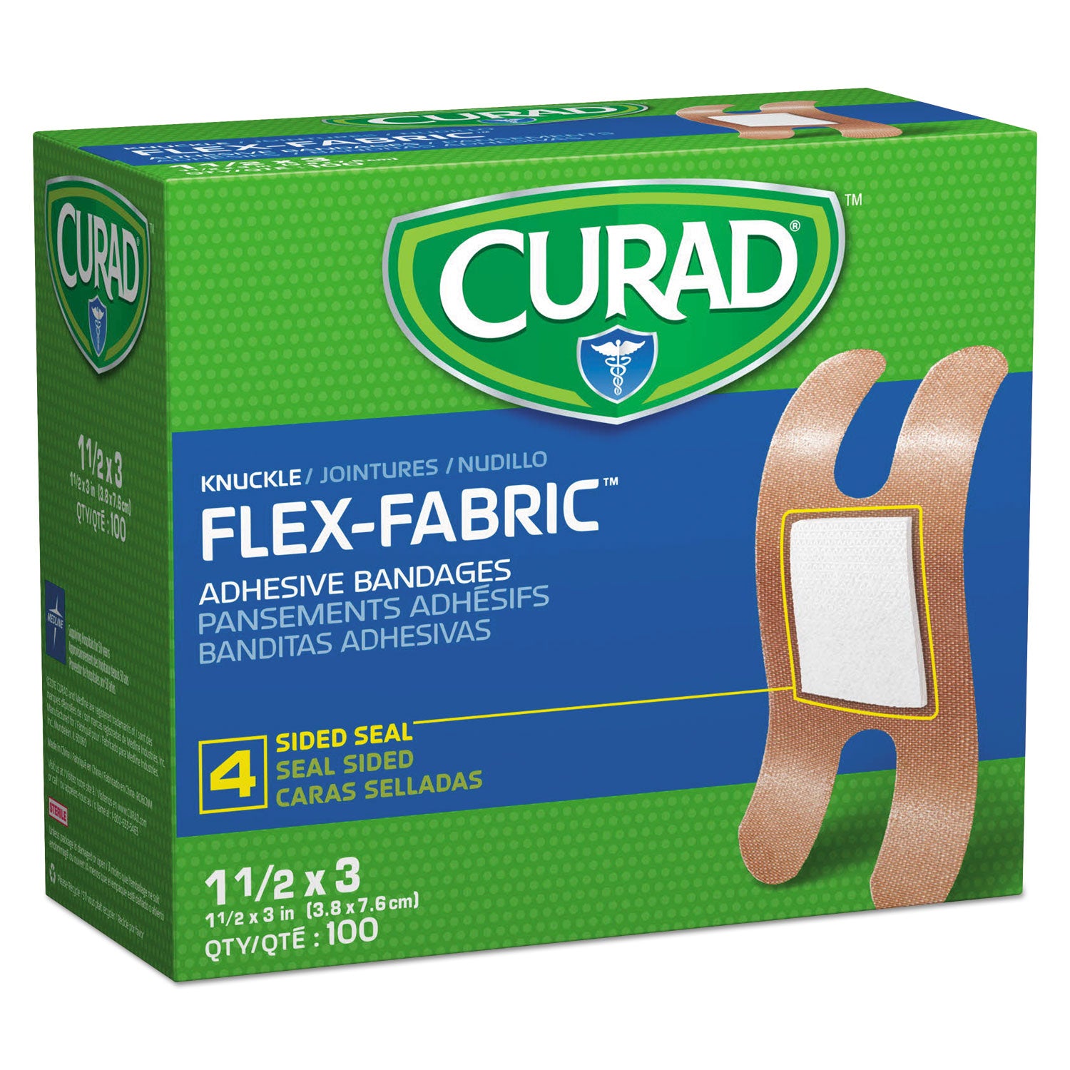 Flex Fabric Bandages, Knuckle, 1.5 x 3, 100/Box -