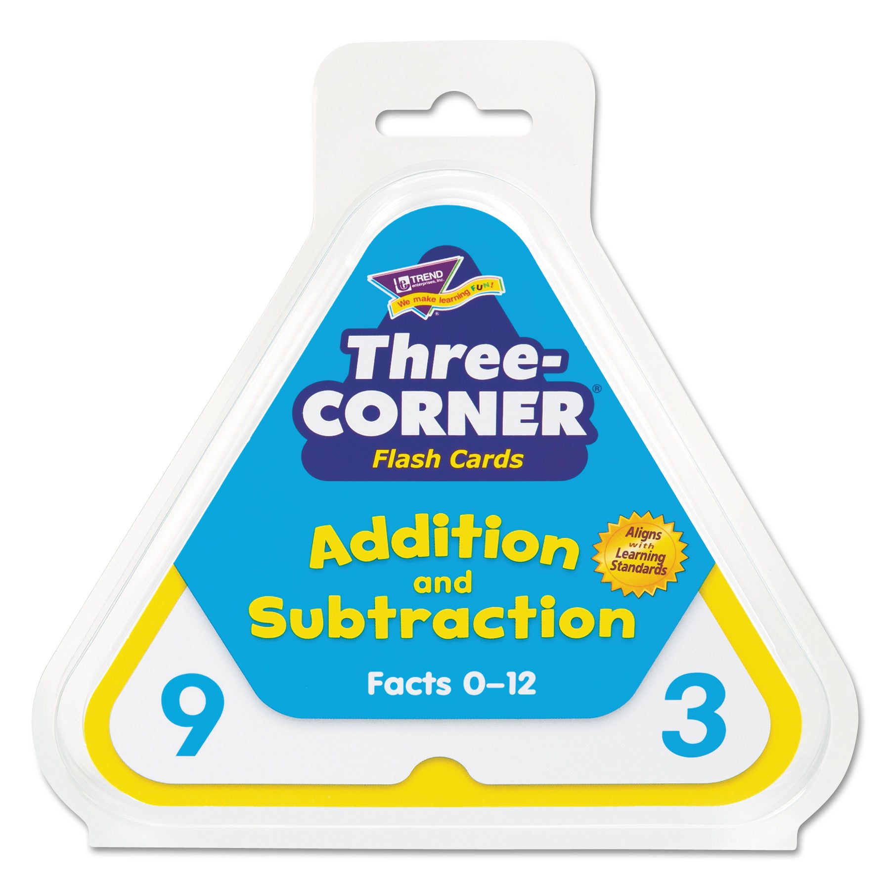 Three-Corner Flash Cards, Addition/Subtraction, 5.5 x 5.5, 48/Set -