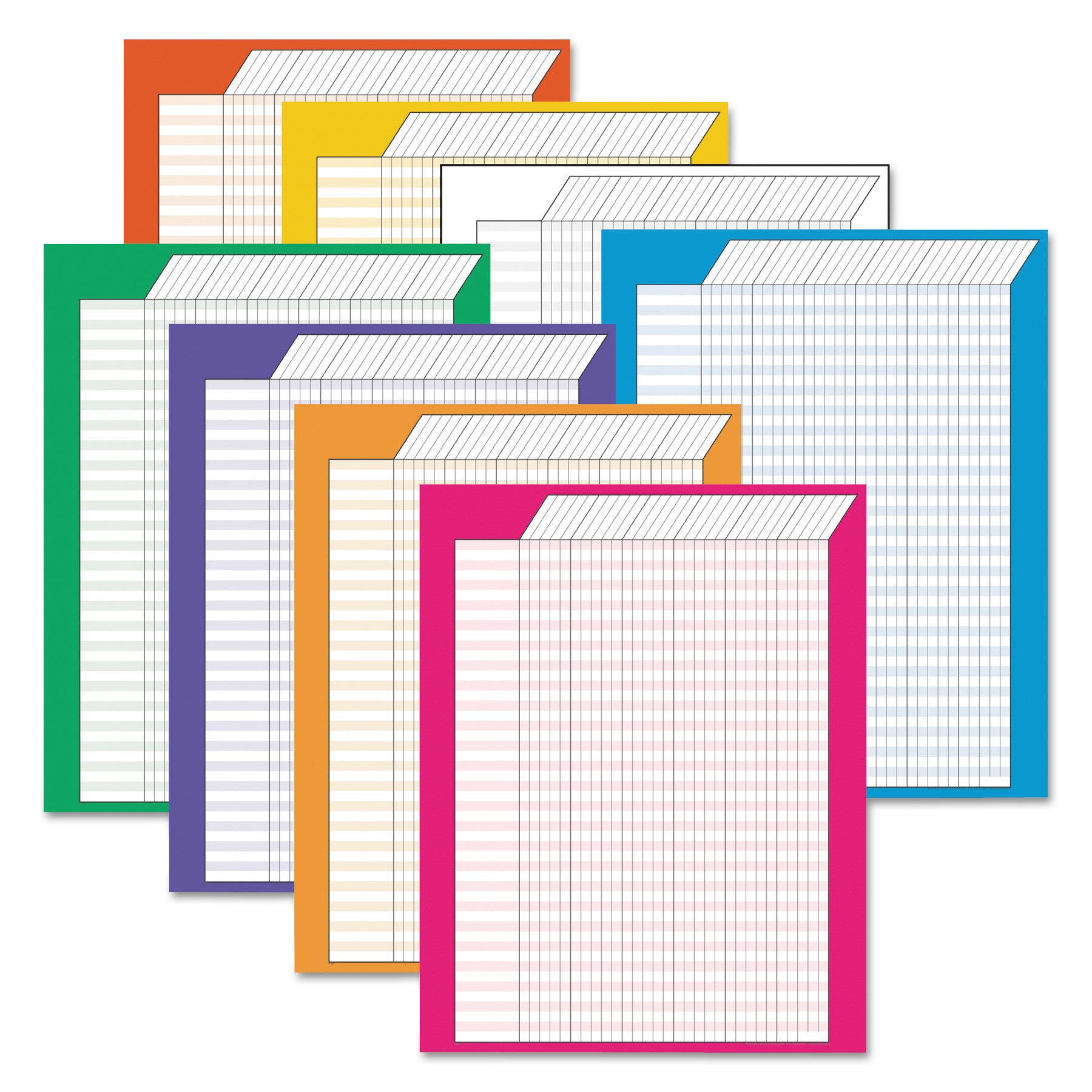 Jumbo Vertical Incentive Chart Pack, 22 x 28, Vertical Orientation, Assorted Colors with Assorted Borders, 8/Pack -