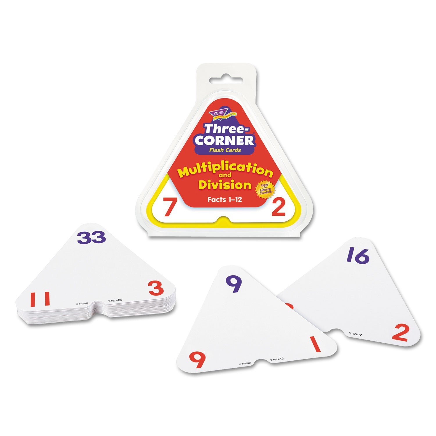 Three-Corner Flash Cards, Multiplication/Division, 5.5 x 5.5, 48/Set -