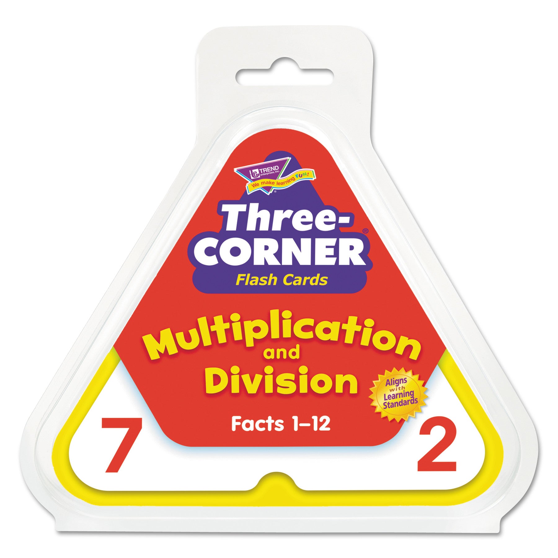 Three-Corner Flash Cards, Multiplication/Division, 5.5 x 5.5, 48/Set -
