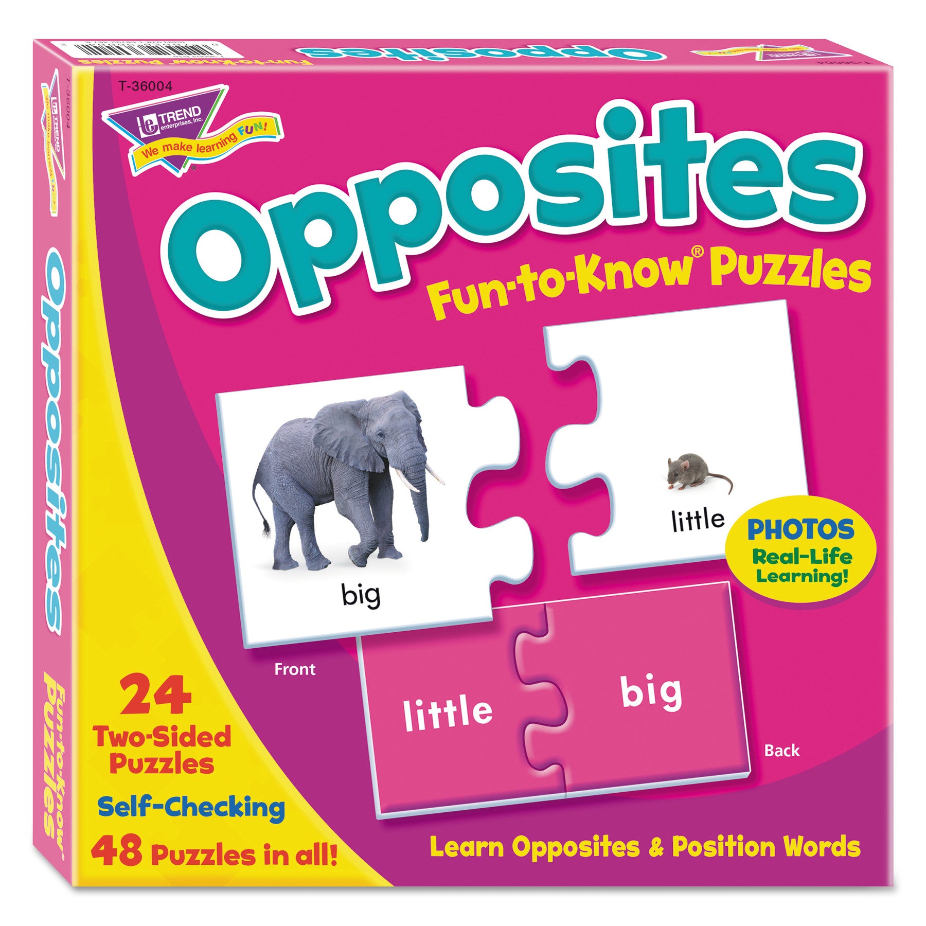 Fun to Know Puzzles, Opposites, Ages 3 and Up, 24 Puzzles -