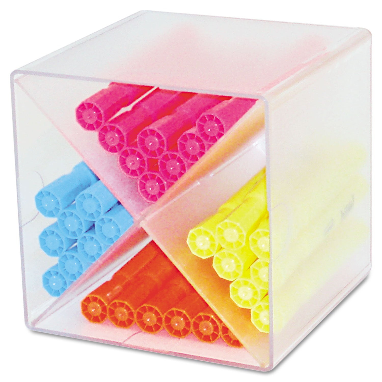 Stackable Cube Organizer, X Divider, 4 Compartments, Plastic, 6 x 7.2 x 6, Clear -
