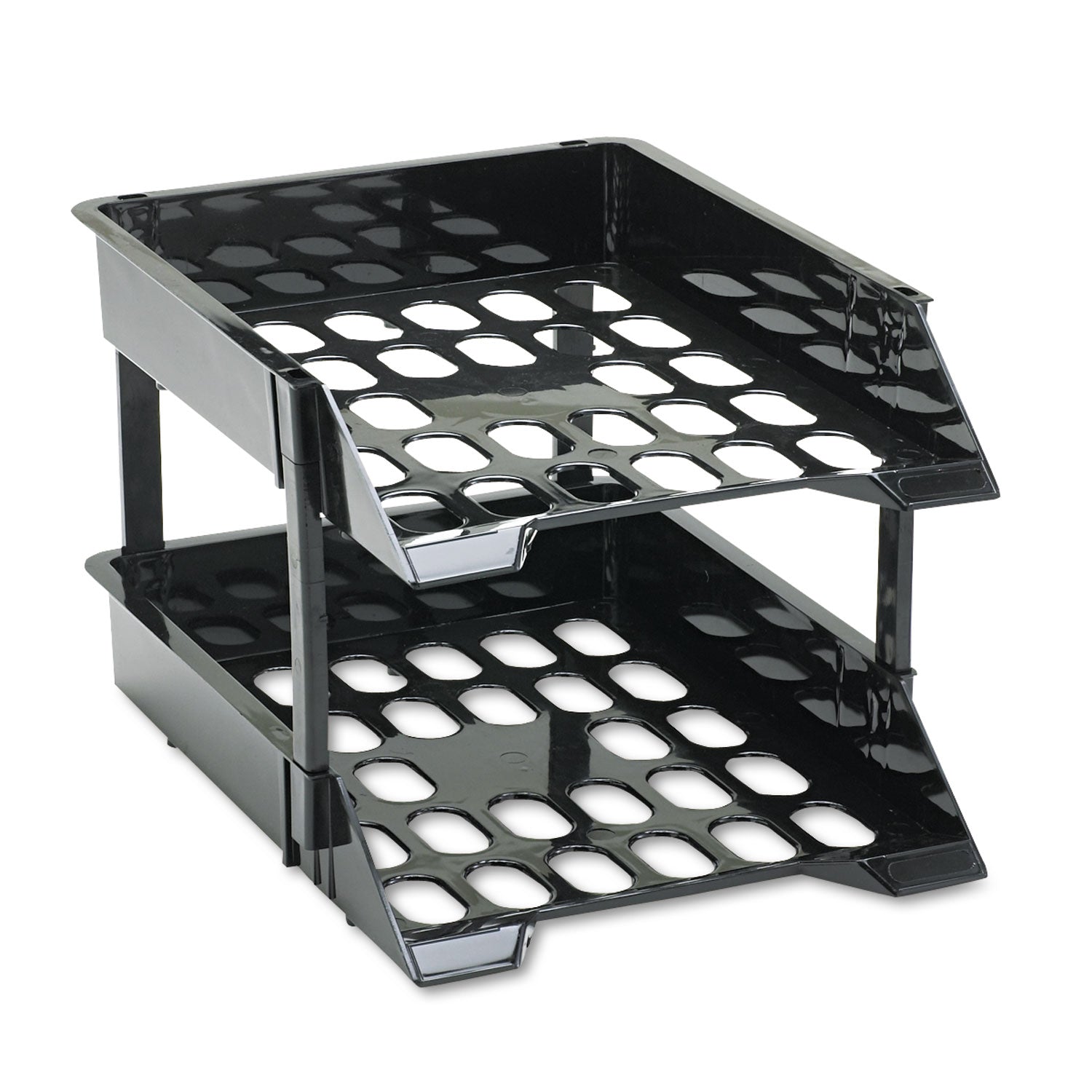 SuperTray Countertop Tray Set, 2 Sections, Letter to Legal Size Files, 11" x 14.88" x 2.5", Black, 2/Pack -