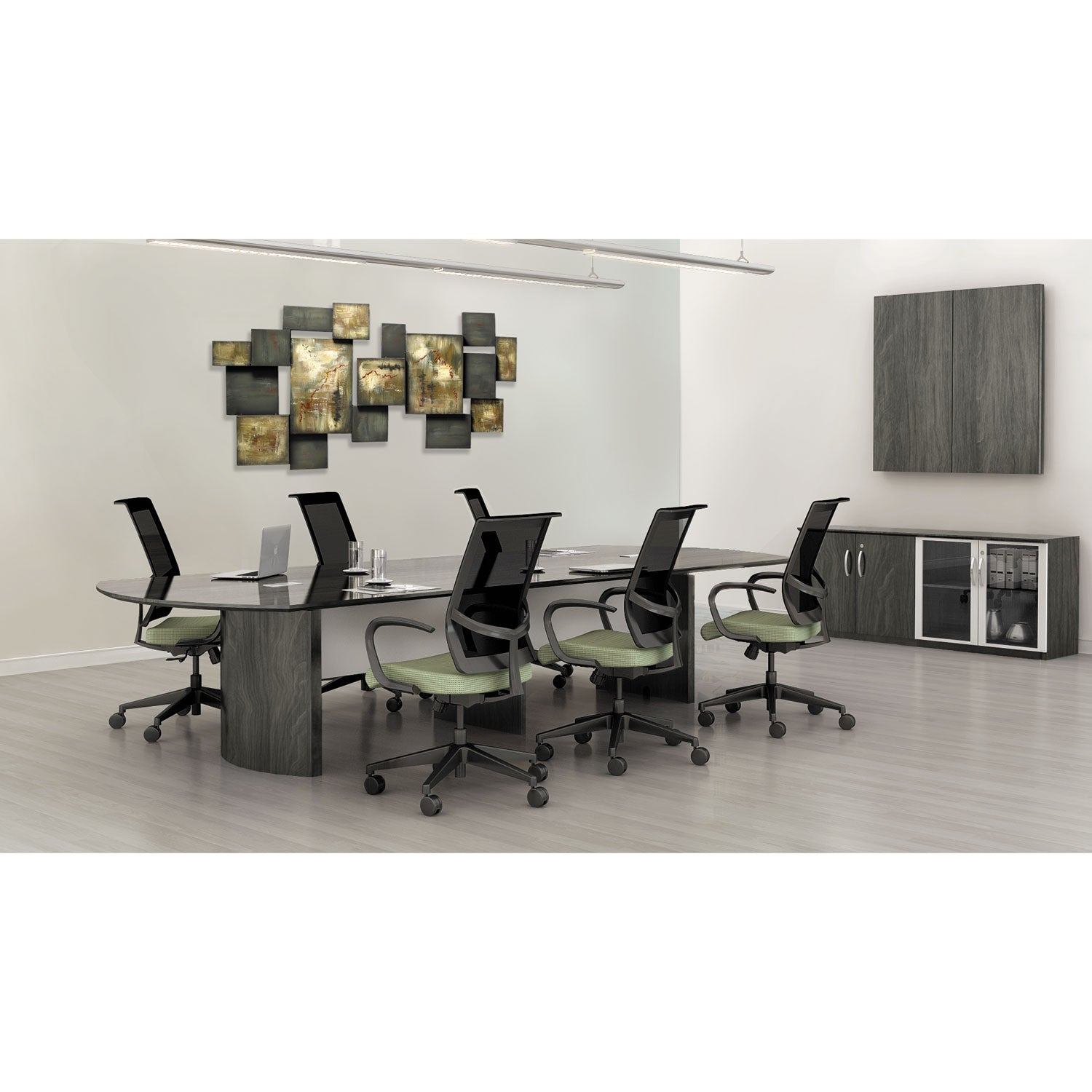 Medina Conference Table Top, Half-Section, Boat, 84w x 48d, Gray Steel -