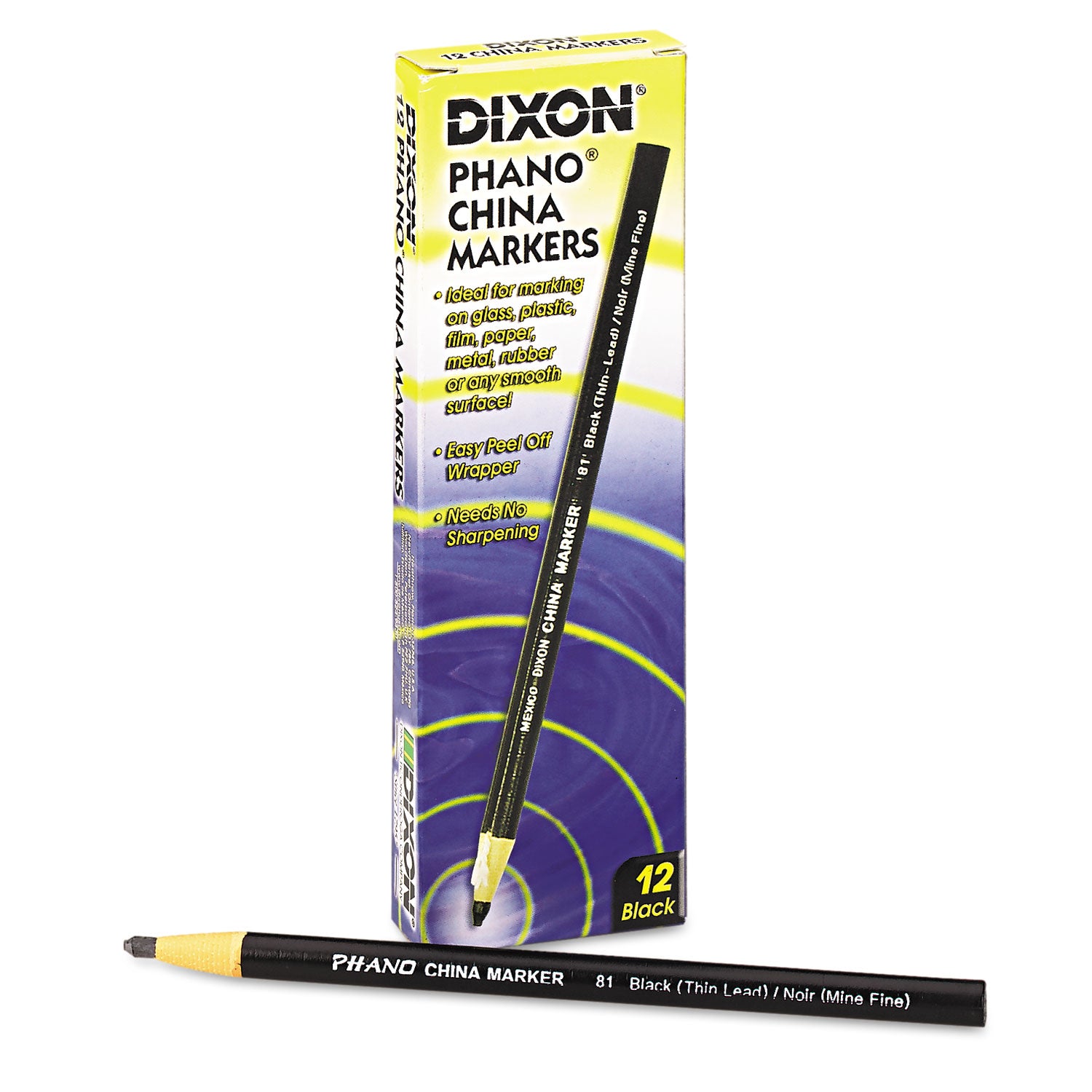 China Marker, Black, Thin Lead, Dozen -
