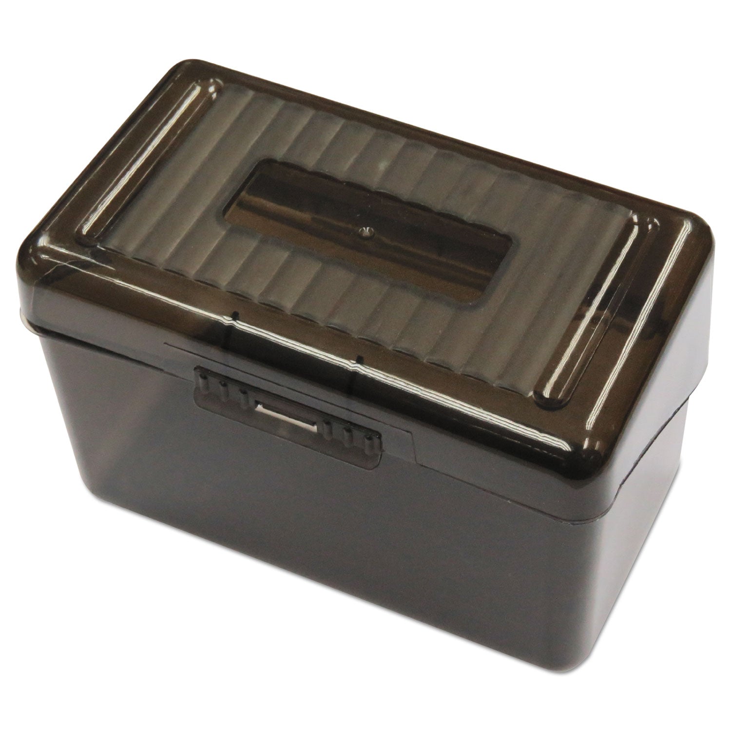 plastic-index-card-boxes-holds-400-4-x-6-cards-678-x-425-x-45-translucent-black_unv47287 - 1
