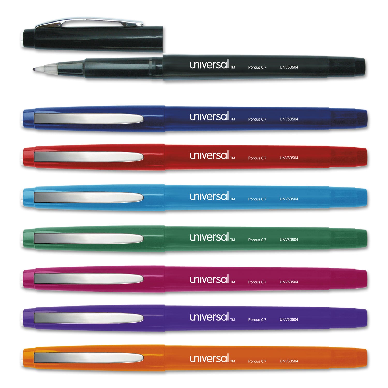 porous-point-pen-stick-medium-07-mm-assorted-ink-and-barrel-colors-8-pack_unv50504 - 2