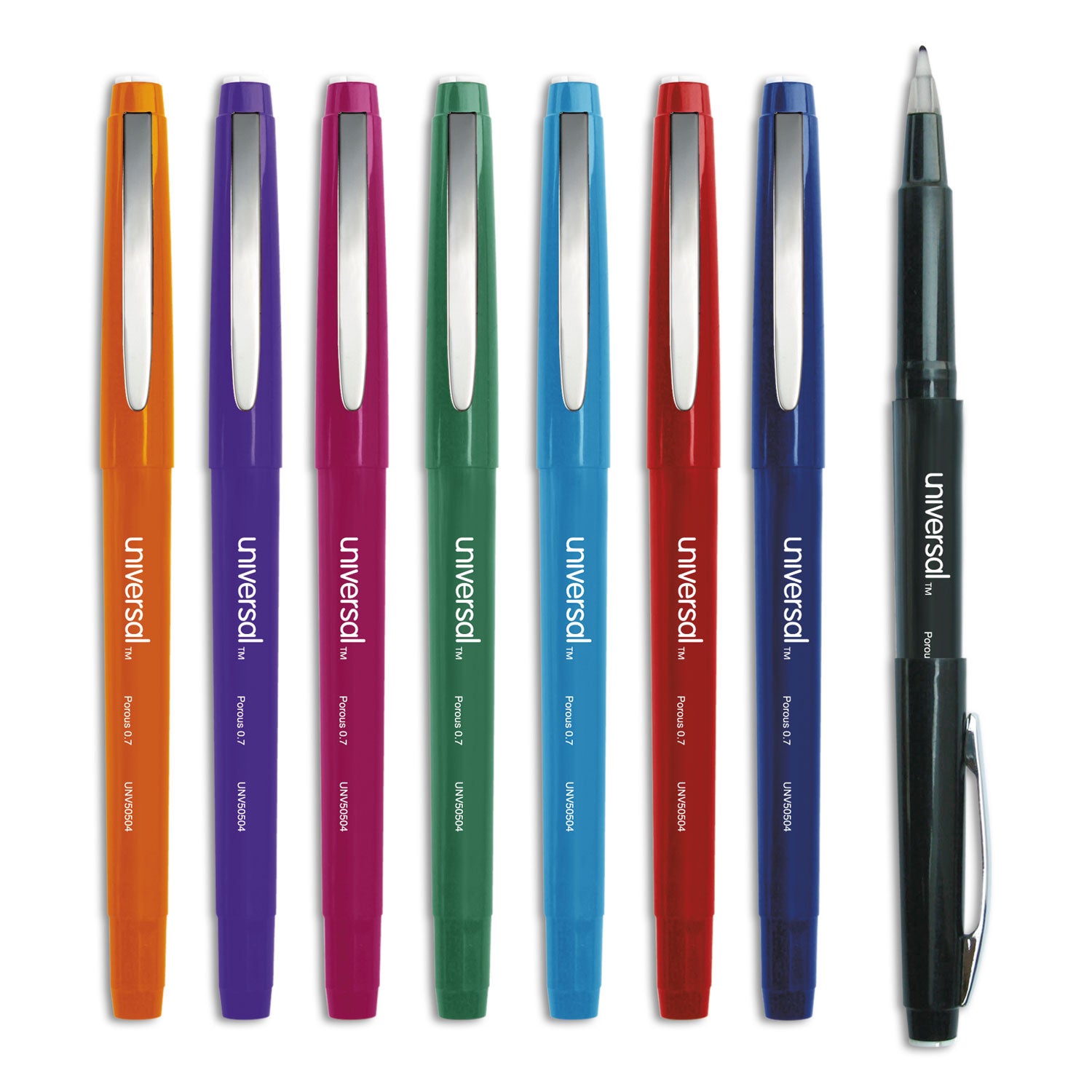 porous-point-pen-stick-medium-07-mm-assorted-ink-and-barrel-colors-8-pack_unv50504 - 1