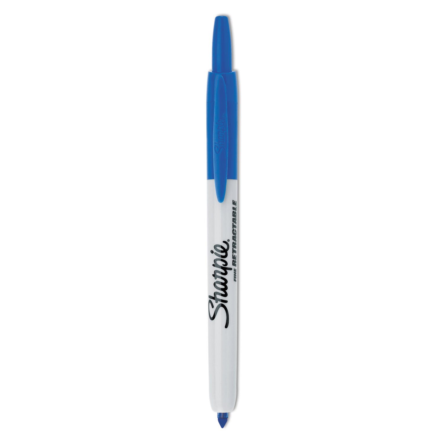 Retractable Permanent Marker, Fine Bullet Tip, Blue -