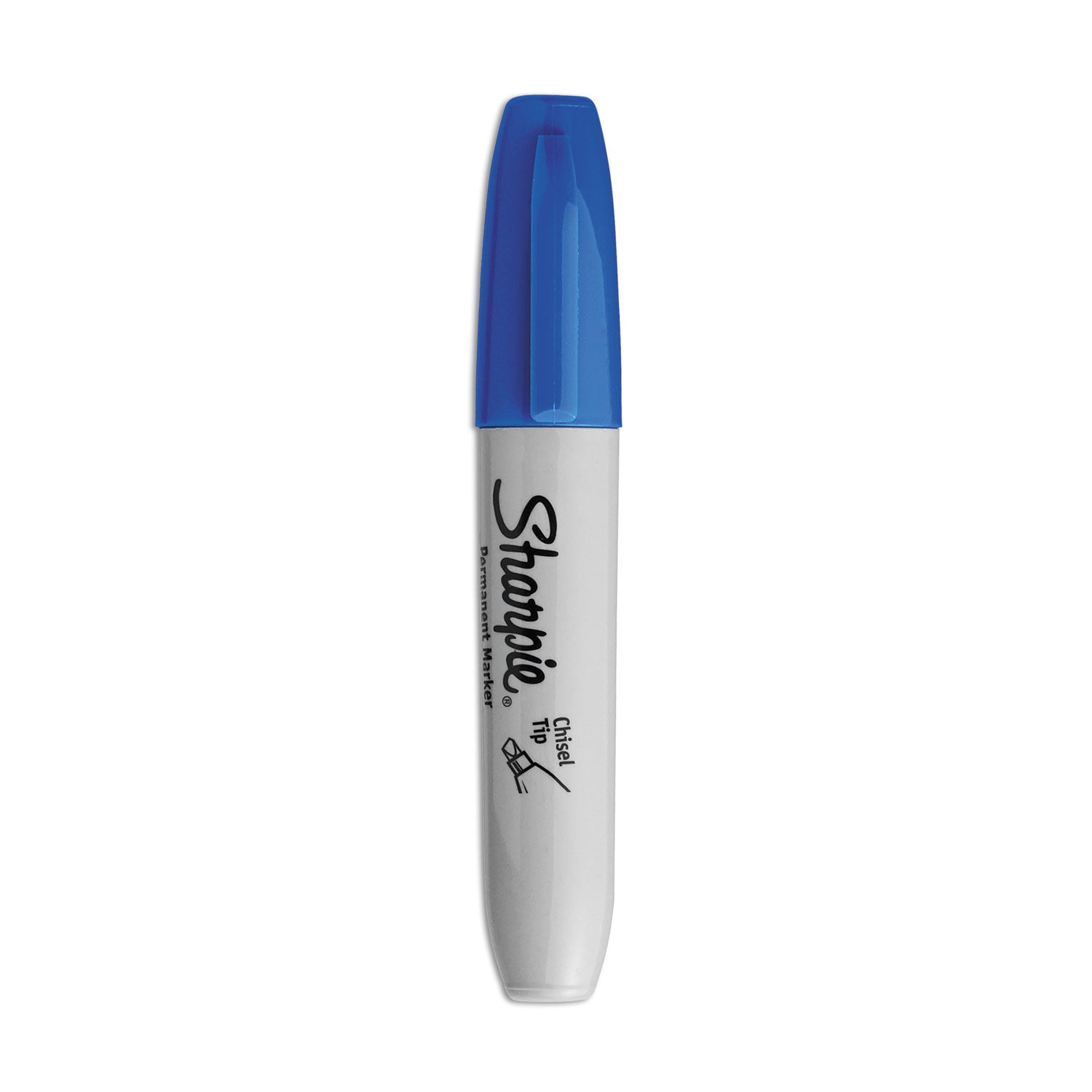 Chisel Tip Permanent Marker, Medium Chisel Tip, Blue, Dozen -
