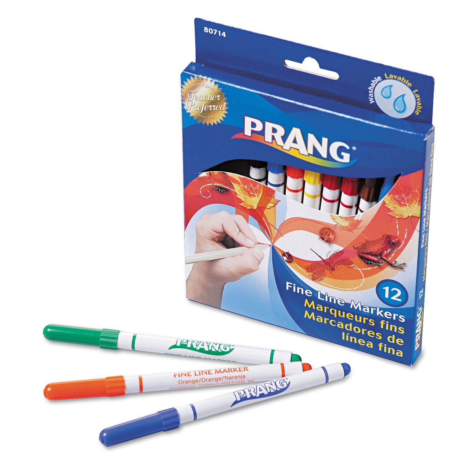 Fine Line Markers, Fine Bullet Tip, Assorted Colors, 12/Set -
