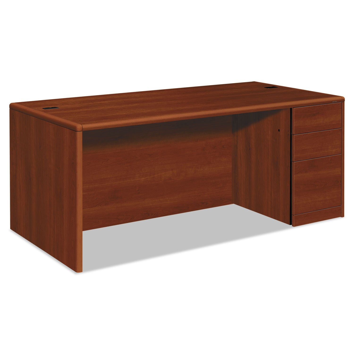10700 Series Single Pedestal Desk with Full-Height Pedestal on Right, 72" x 36" x 29.5", Cognac -