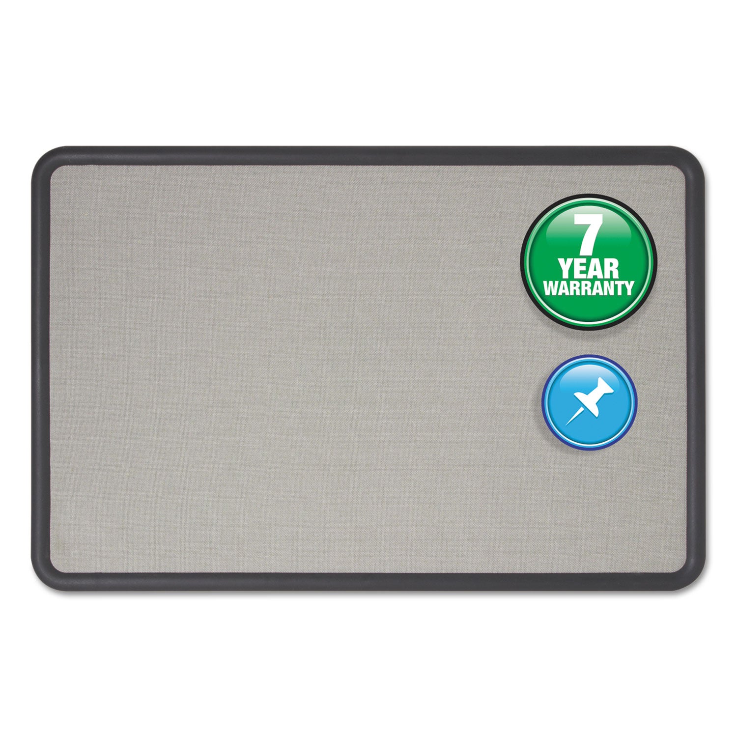 Contour Fabric Bulletin Board, 48 x 36, Gray Surface, Black Plastic Frame -