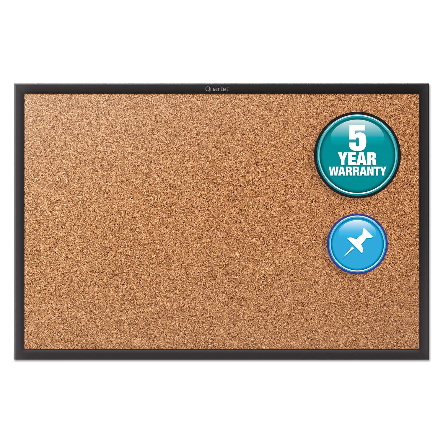 Classic Series Cork Bulletin Board, 48 x 36, Tan Surface, Black Aluminum Frame -