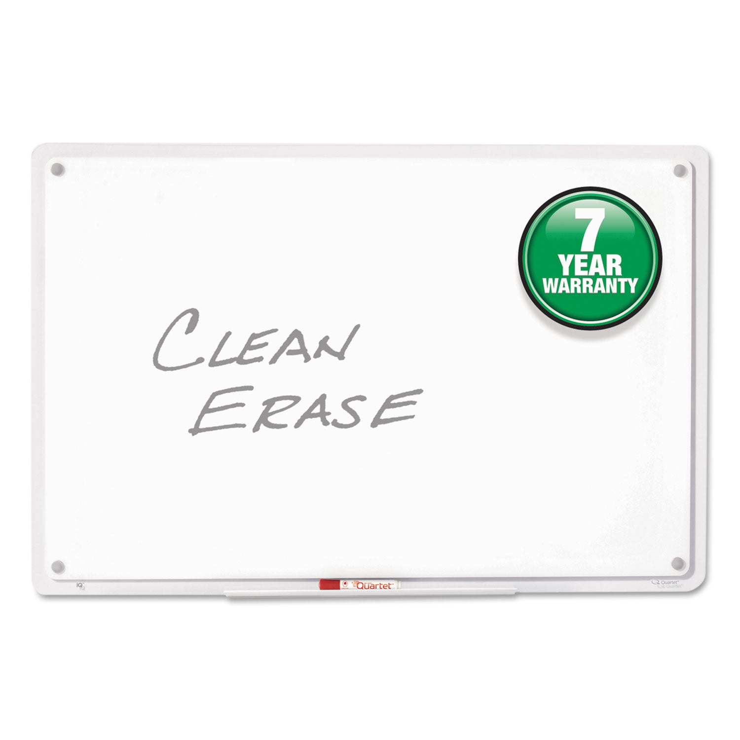 iQ Total Erase Translucent-Edge Board, 36 x 23, White Surface, Clear Plastic Frame -