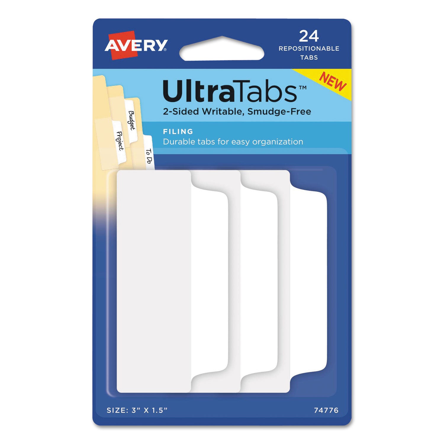 ultra-tabs-repositionable-tabs-wide-and-slim-3-x-15-1-3-cut-white-24-pack_ave74776 - 1