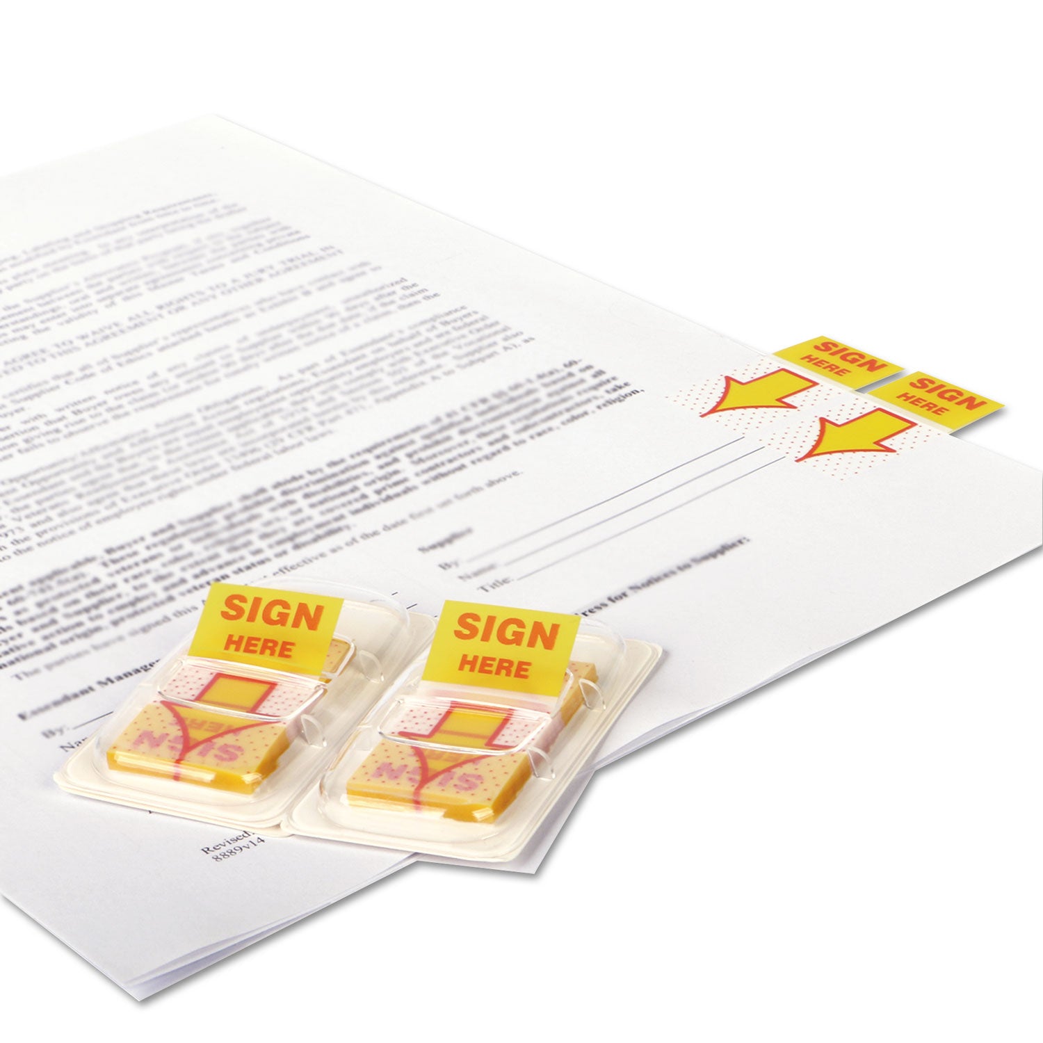 deluxe-message-arrow-flags-sign-here-yellow-500-pack_unv99007 - 2