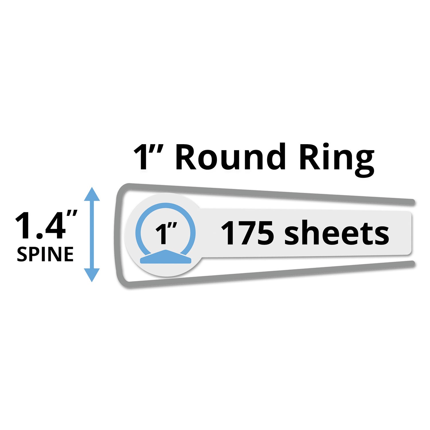Mini Size Durable Non-View Binder with Round Rings, 3 Rings, 1" Capacity, 8.5 x 5.5, Black -