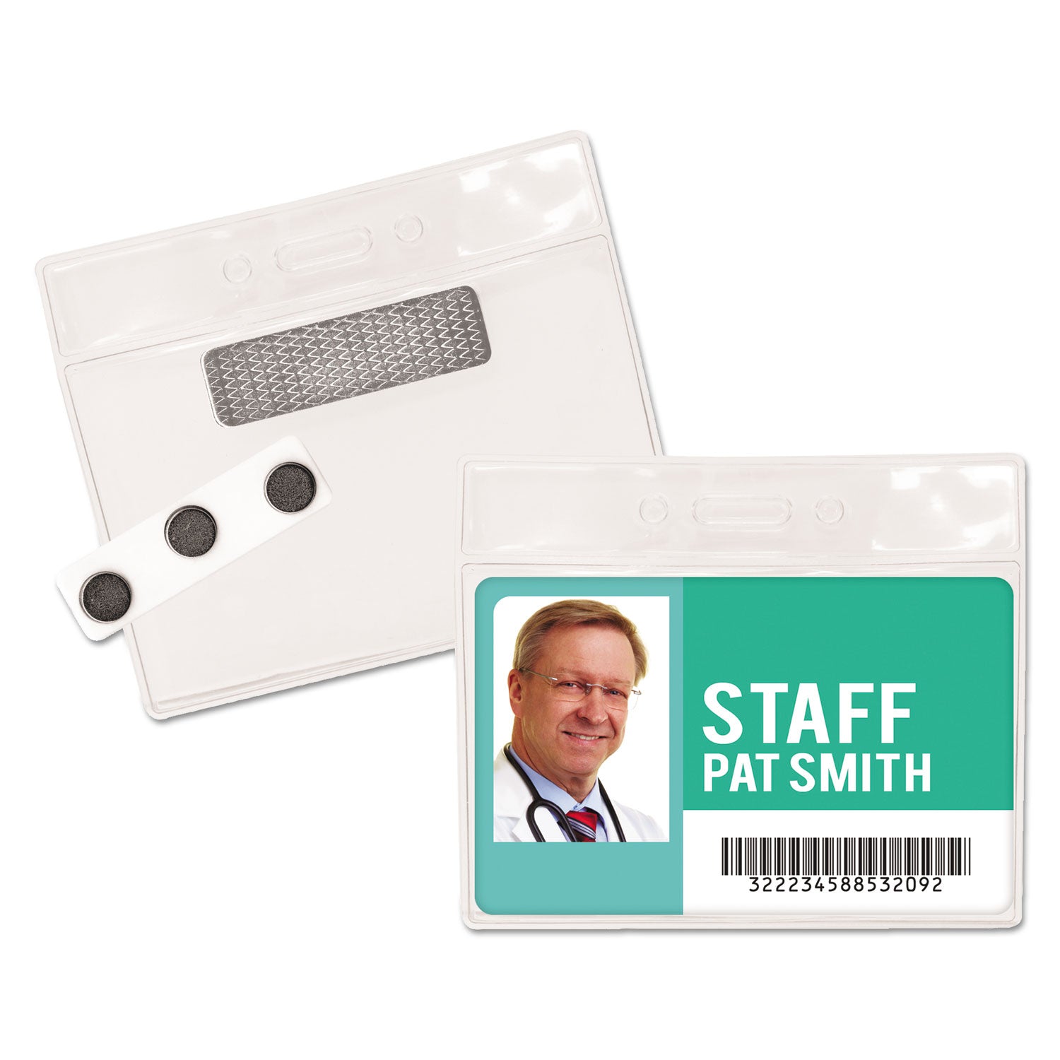 magnetic-style-name-badge-kits-horizontal-clear-45-x-325-holder-413-x-3-insert-20-pack_avt97071 - 1