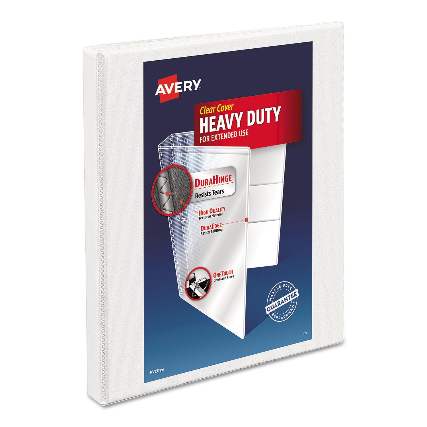 Heavy-Duty Non Stick View Binder with DuraHinge and Slant Rings, 3 Rings, 0.5" Capacity, 11 x 8.5, White, (5234) -