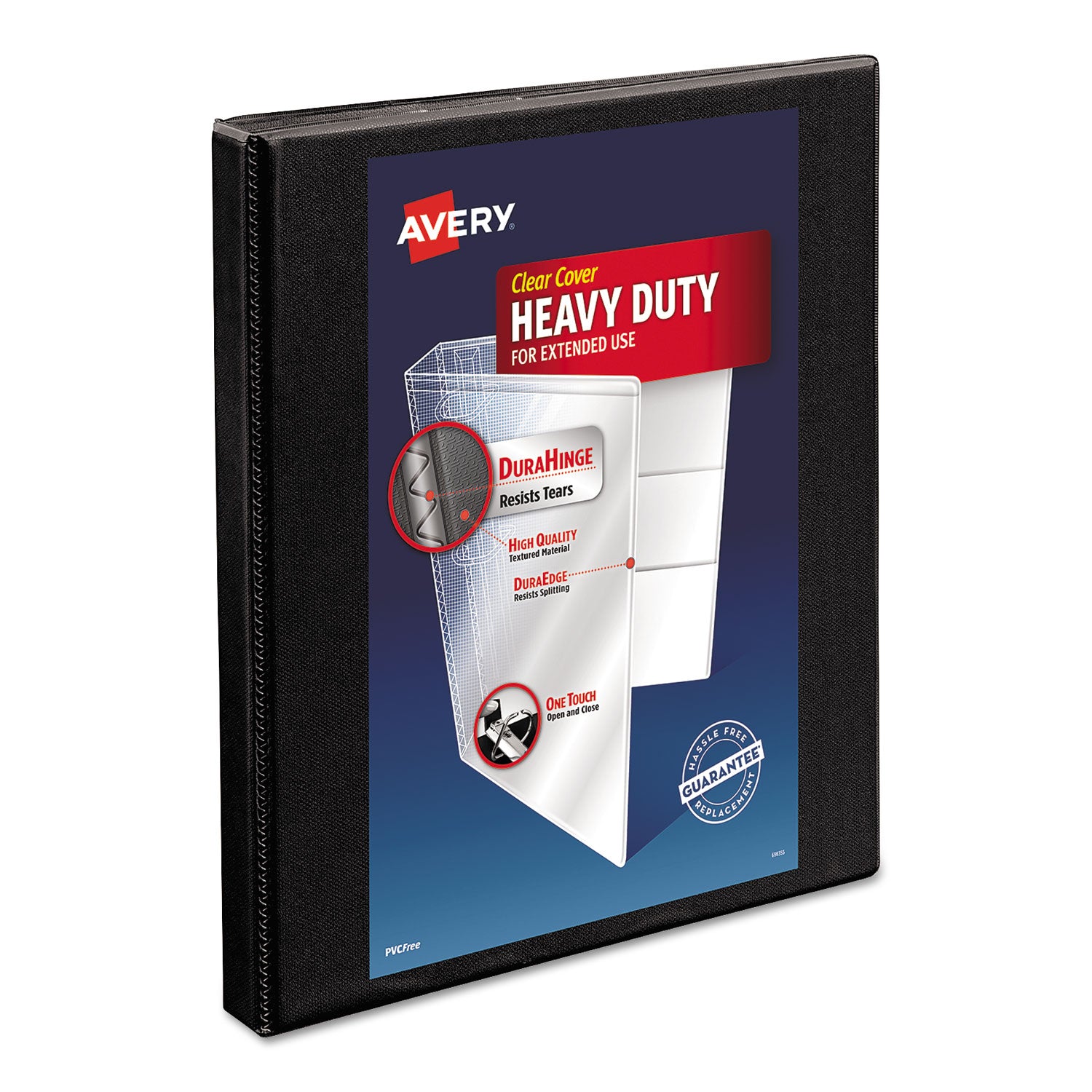Heavy-Duty Non Stick View Binder with DuraHinge and Slant Rings, 3 Rings, 0.5" Capacity, 11 x 8.5, Black, (5233) -