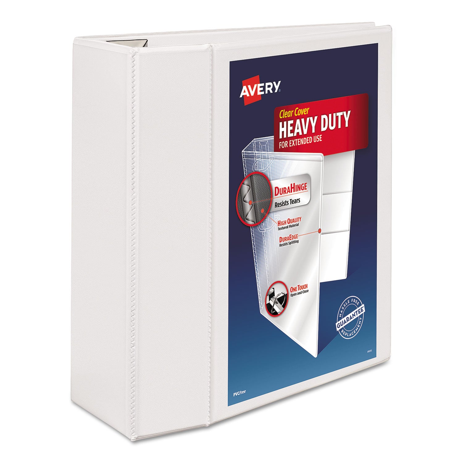 Heavy-Duty View Binder with DuraHinge and Locking One Touch EZD Rings, 3 Rings, 5" Capacity, 11 x 8.5, White -