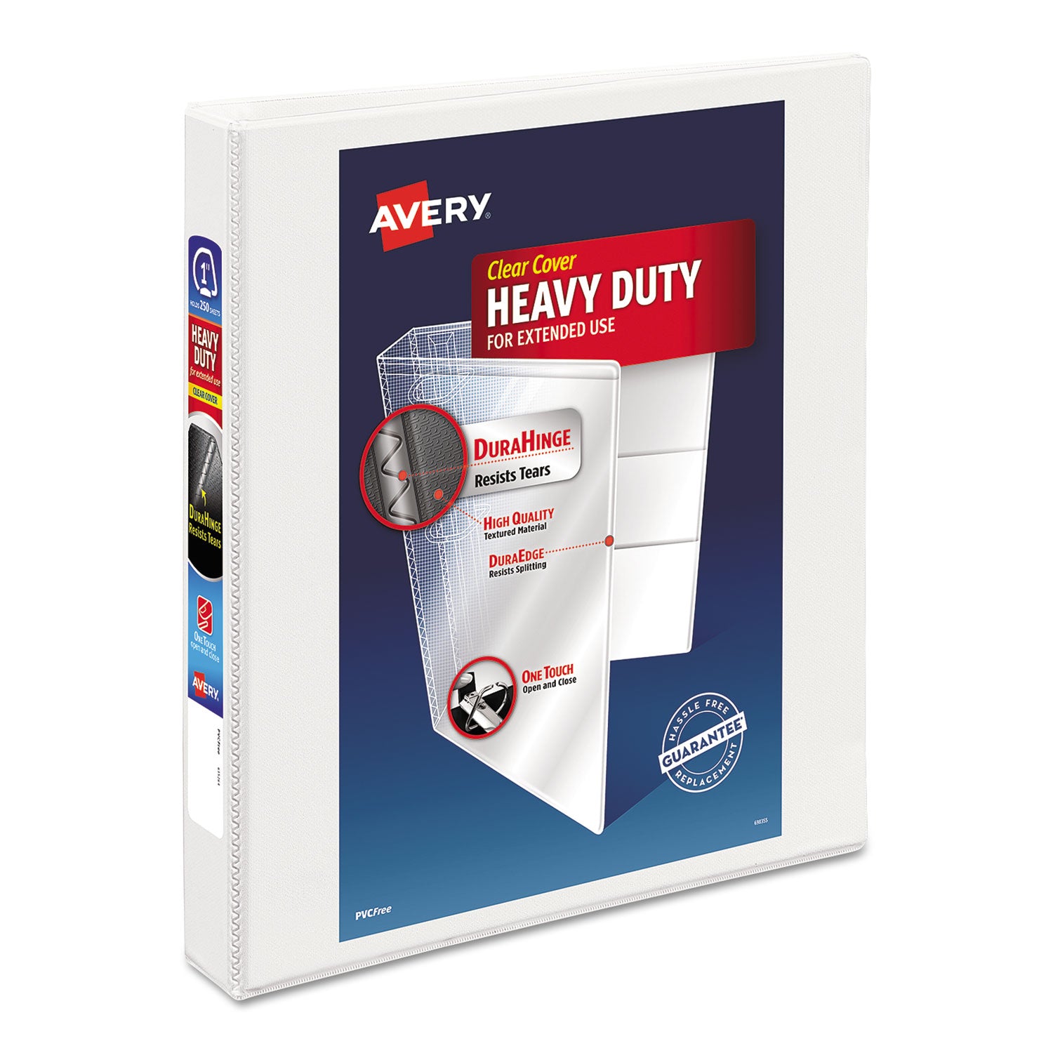 Heavy-Duty View Binder with DuraHinge and One Touch EZD Rings, 3 Rings, 1" Capacity, 11 x 8.5, White -