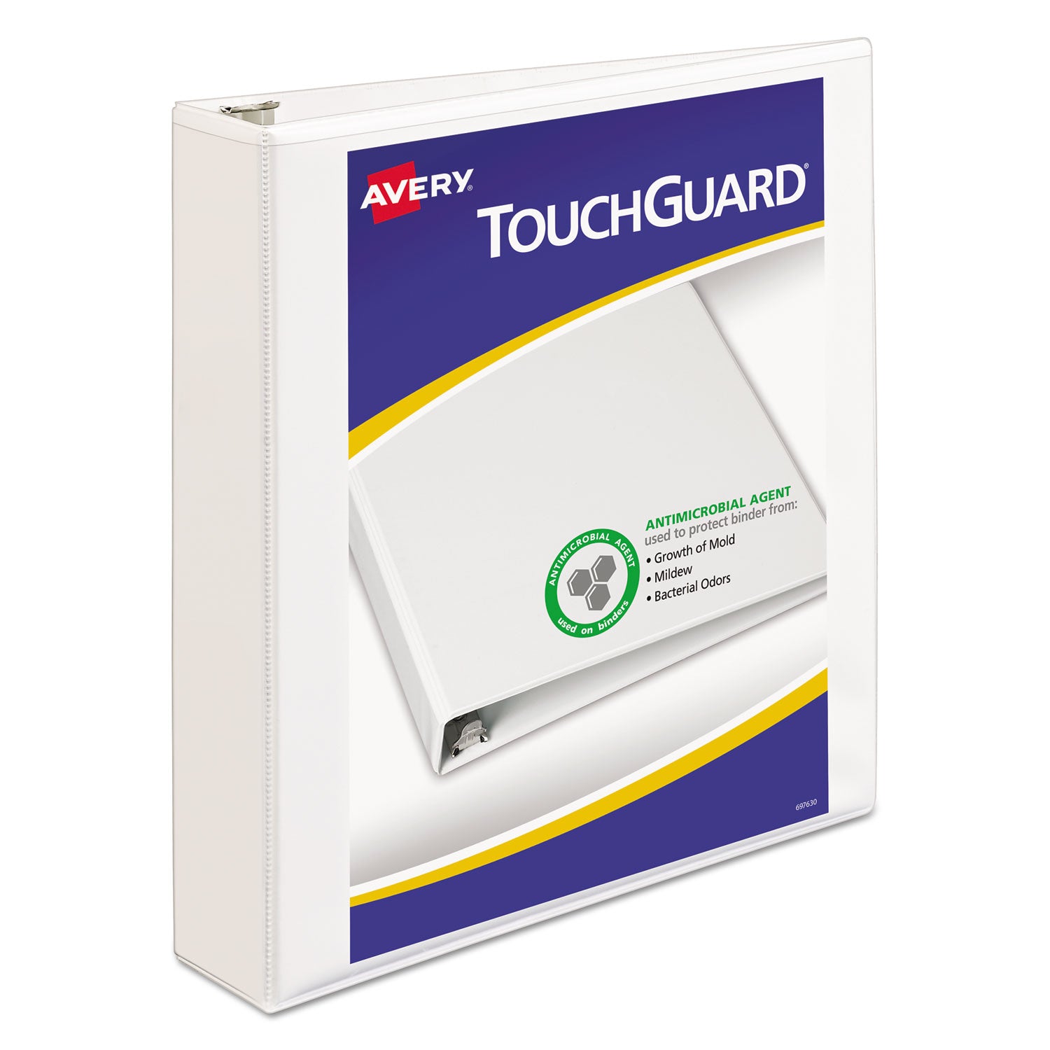 TouchGuard Protection Heavy-Duty View Binders with Slant Rings, 3 Rings, 1.5" Capacity, 11 x 8.5, White -