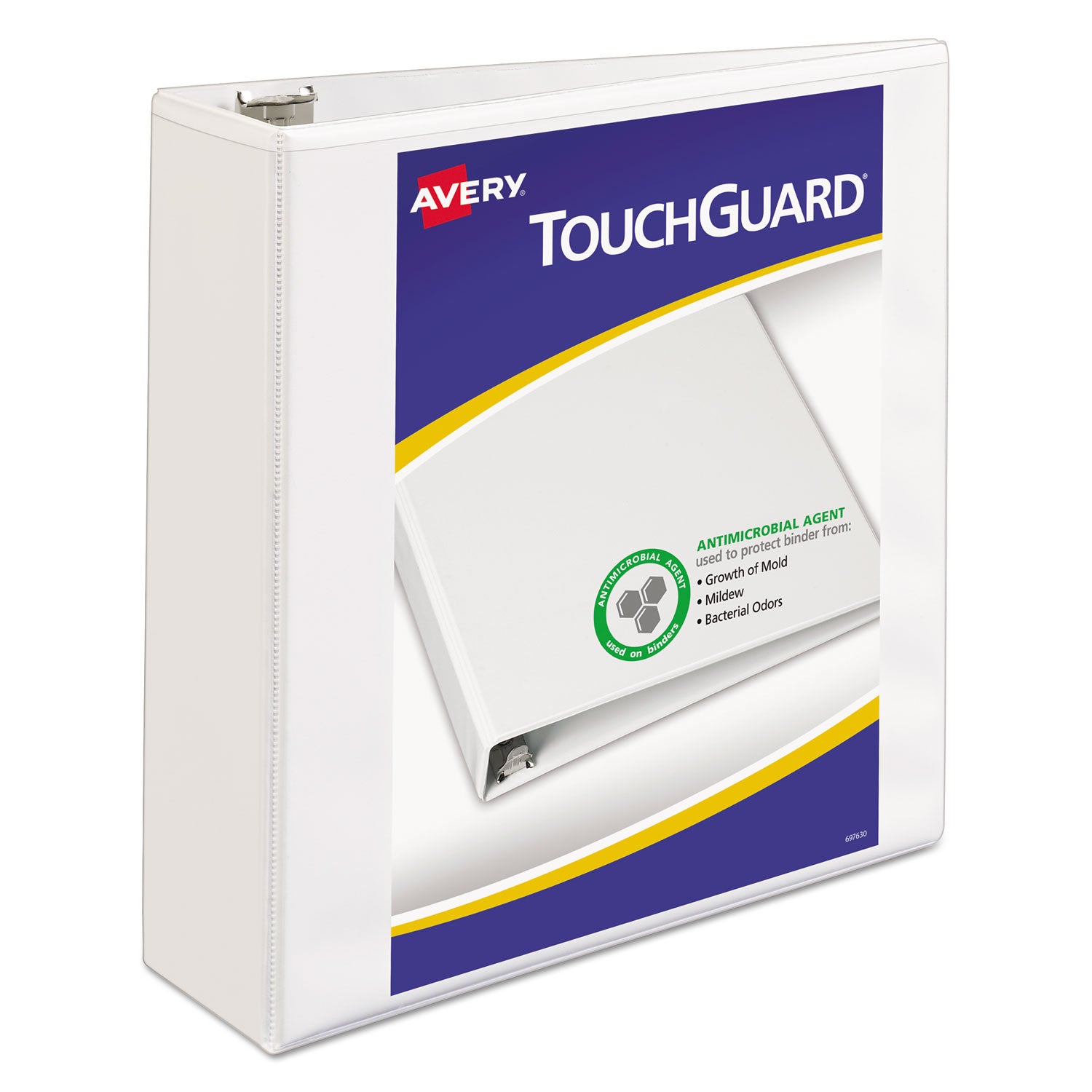 TouchGuard Protection Heavy-Duty View Binders with Slant Rings, 3 Rings, 3" Capacity, 11 x 8.5, White -