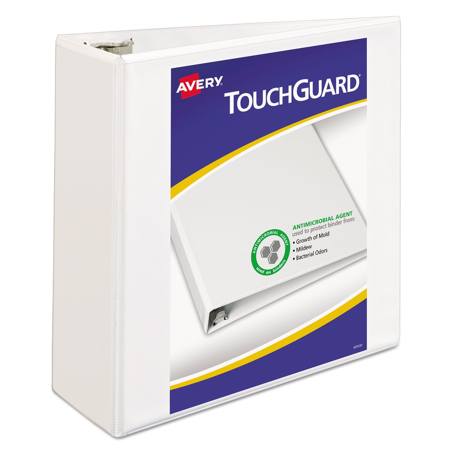 TouchGuard Protection Heavy-Duty View Binders with Slant Rings, 3 Rings, 4" Capacity, 11 x 8.5, White -