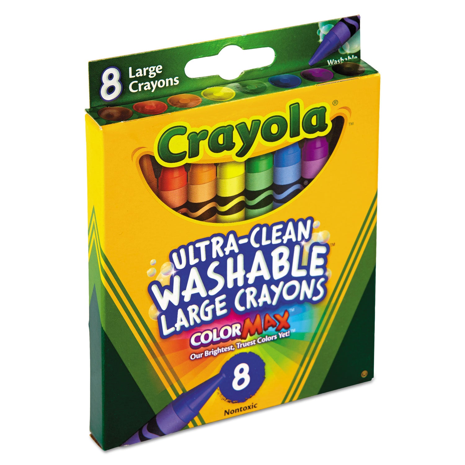 Ultra-Clean Washable Crayons, Large, 8 Colors/Box -