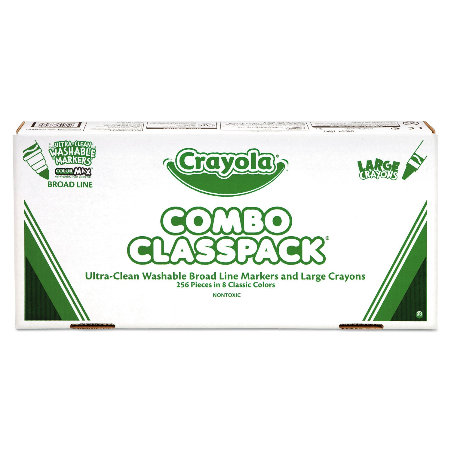 Crayon and Ultra-Clean Washable Marker Classpack, 8 Colors, 128 Each Crayons/Markers, 256/Box -