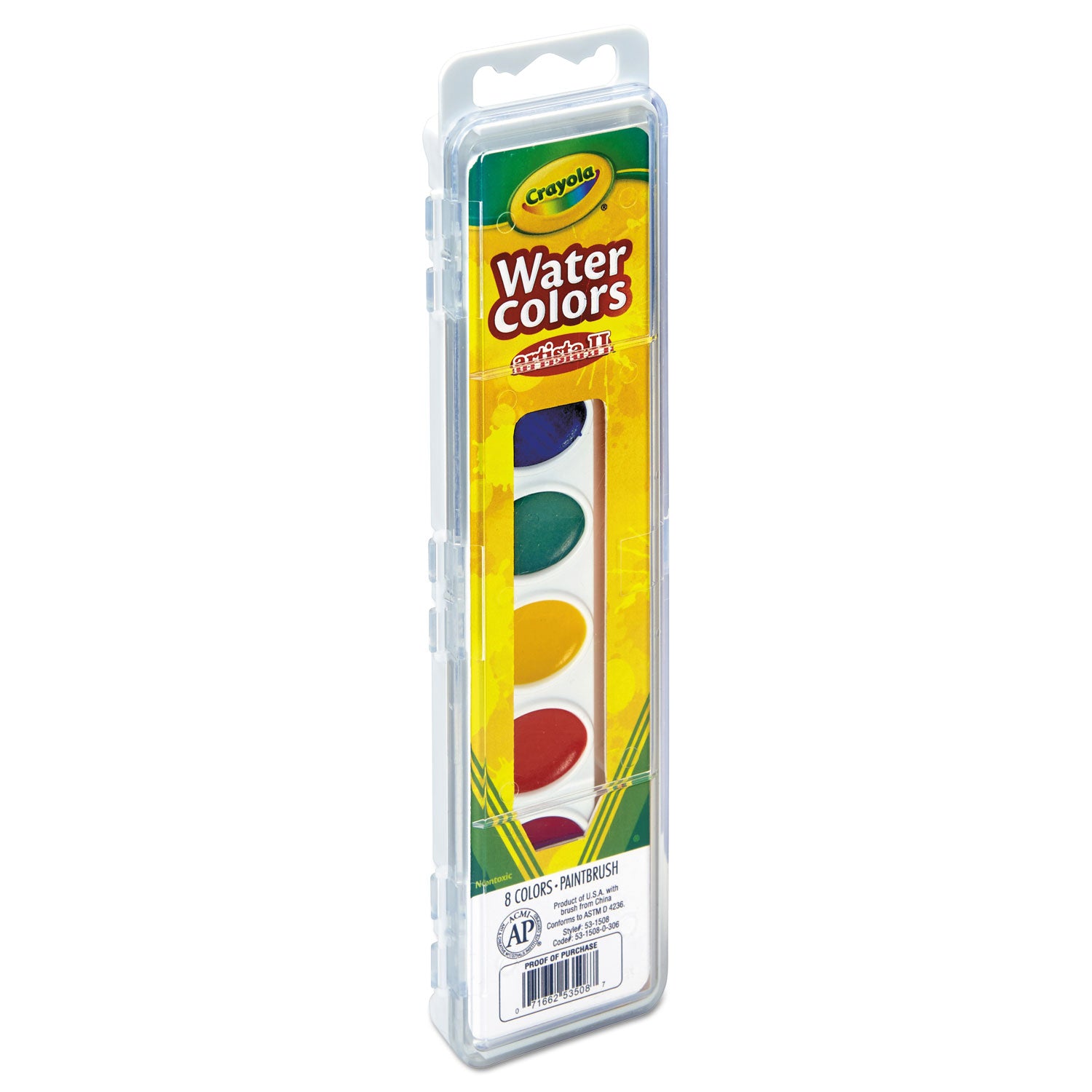Artista II 8-Color Watercolor Set, 8 Assorted Colors, Palette Tray -