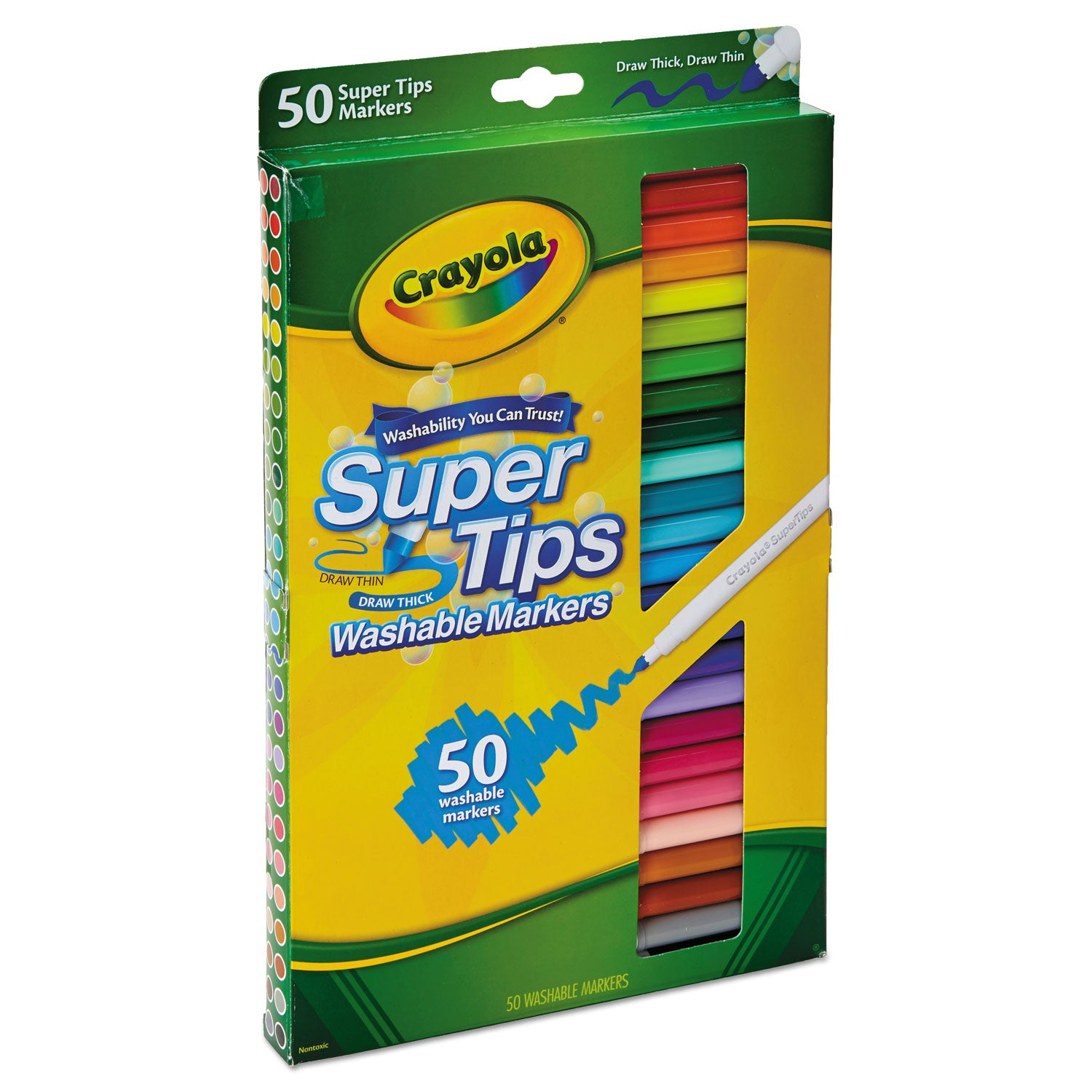 Washable Super Tips Markers, Fine/Broad Bullet Tips, Assorted Colors, 50/Set -