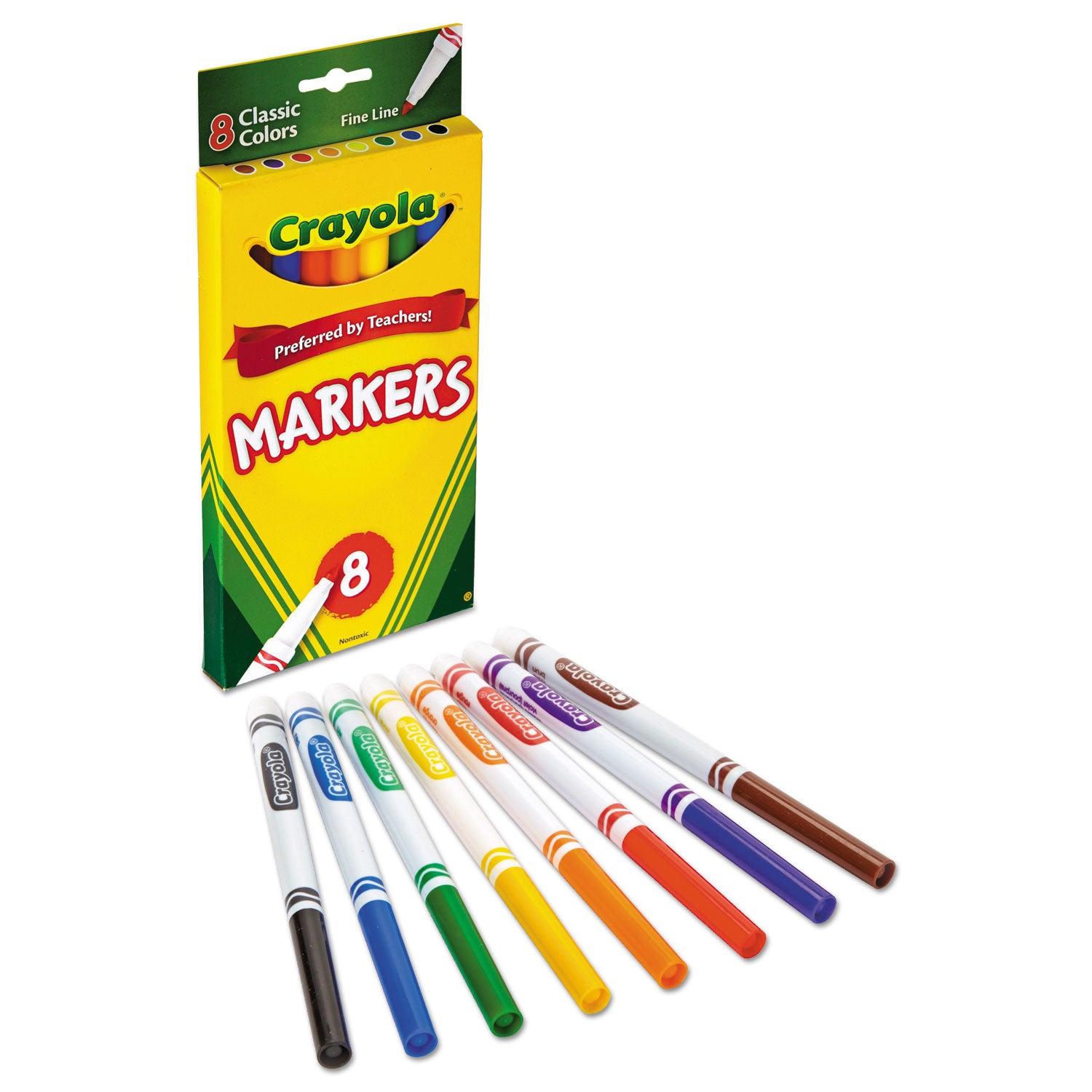 Non-Washable Marker, Fine Bullet Tip, Assorted Classic Colors, 8/Pack -