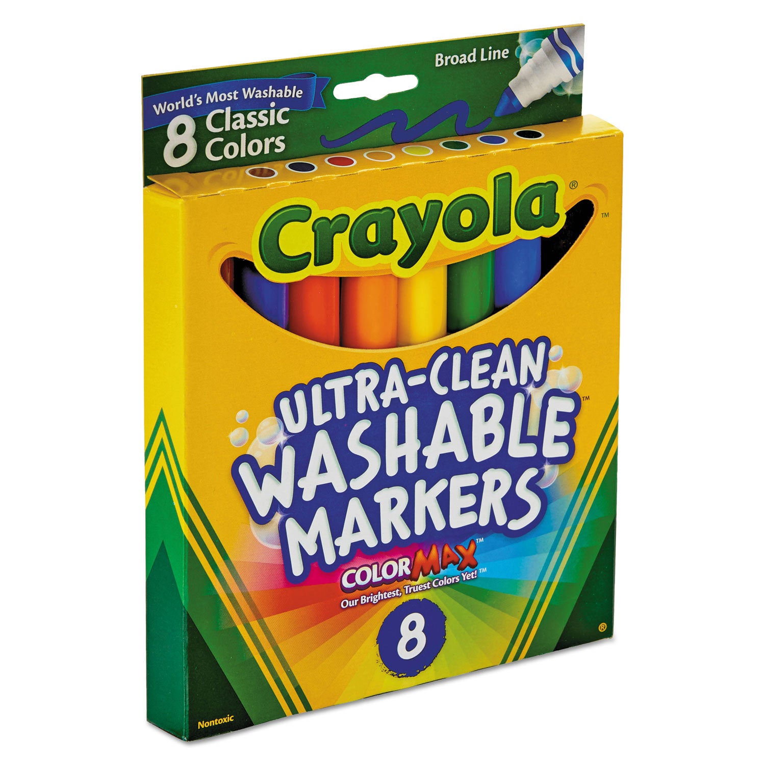 Ultra-Clean Washable Markers, Broad Bullet Tip, Assorted Colors, 8/Pack -