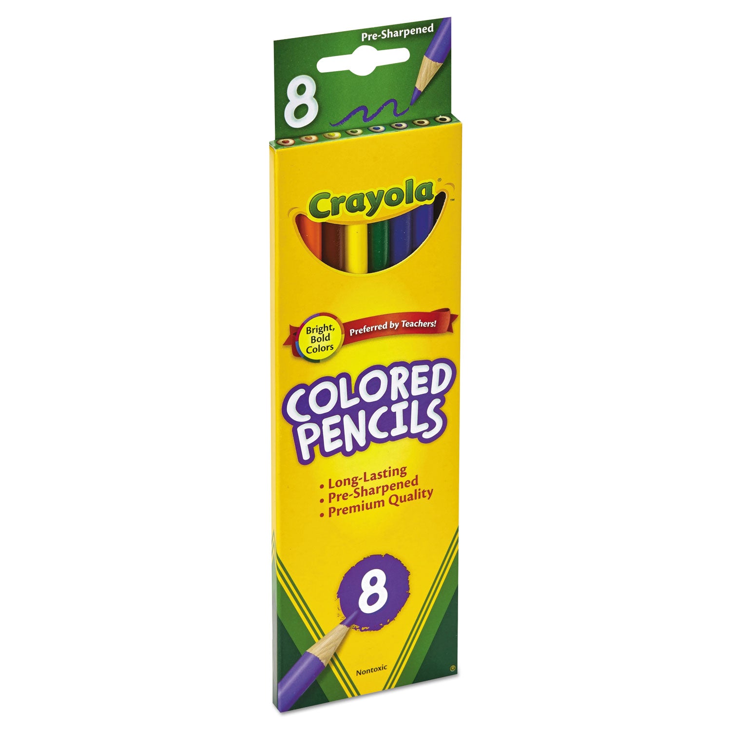 Long-Length Colored Pencil Set, 3.3 mm, 2B, Assorted Lead and Barrel Colors, 8/Pack -