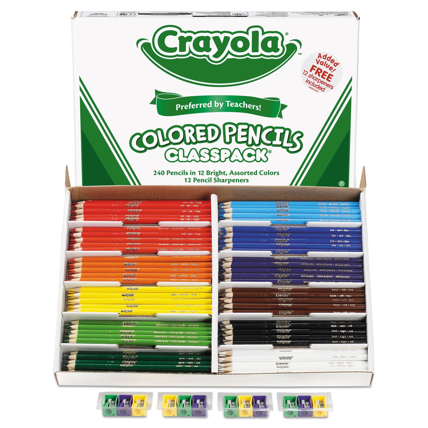 color-pencil-classpack-set-with-240-pencils-and-12-pencil-sharpeners-33-mm-2b-assorted-lead-and-barrel-colors-240-bx_cyo688024 - 2