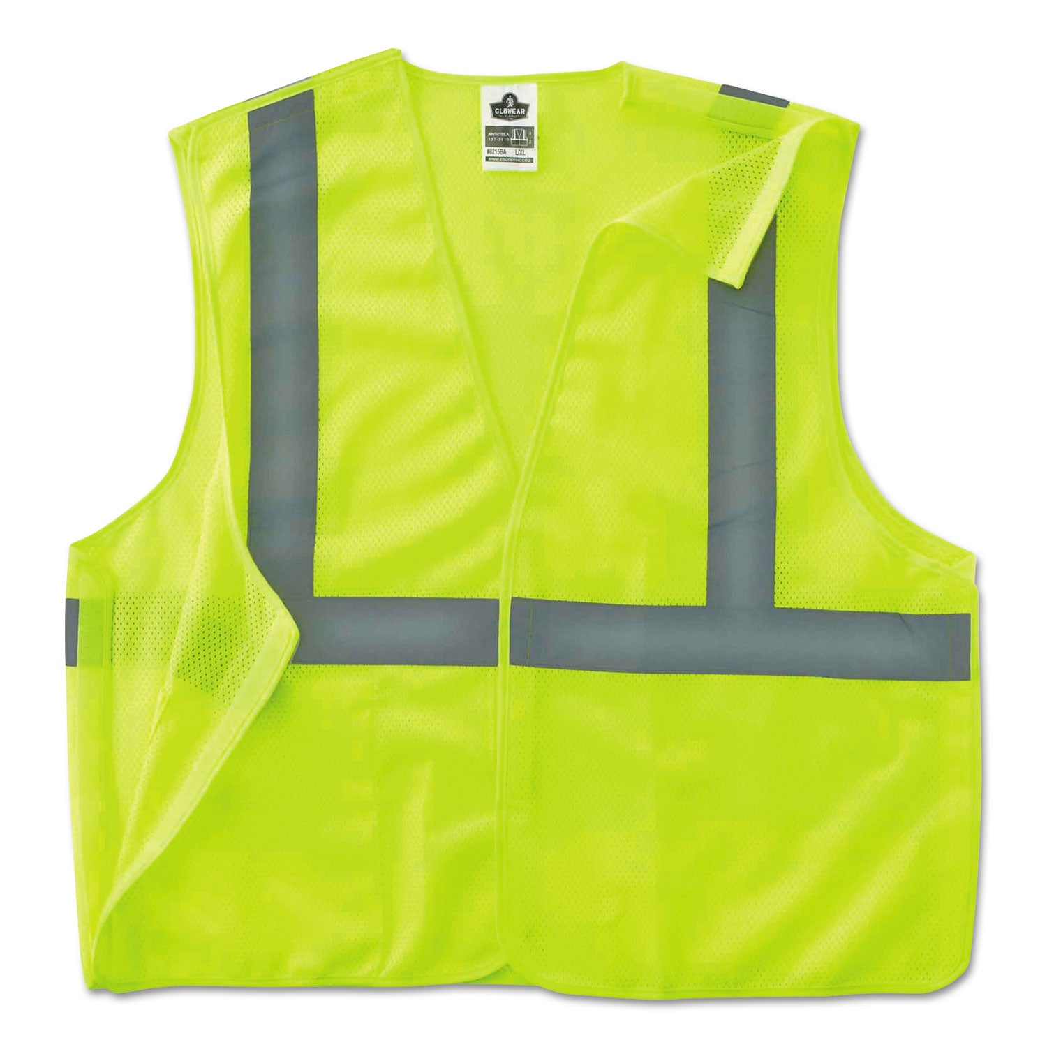 GloWear 8215BA Type R Class 2 Econo Breakaway Mesh Safety Vest, 2X-Large to 3X-Large, Lime, Ships in 1-3 Business Days -