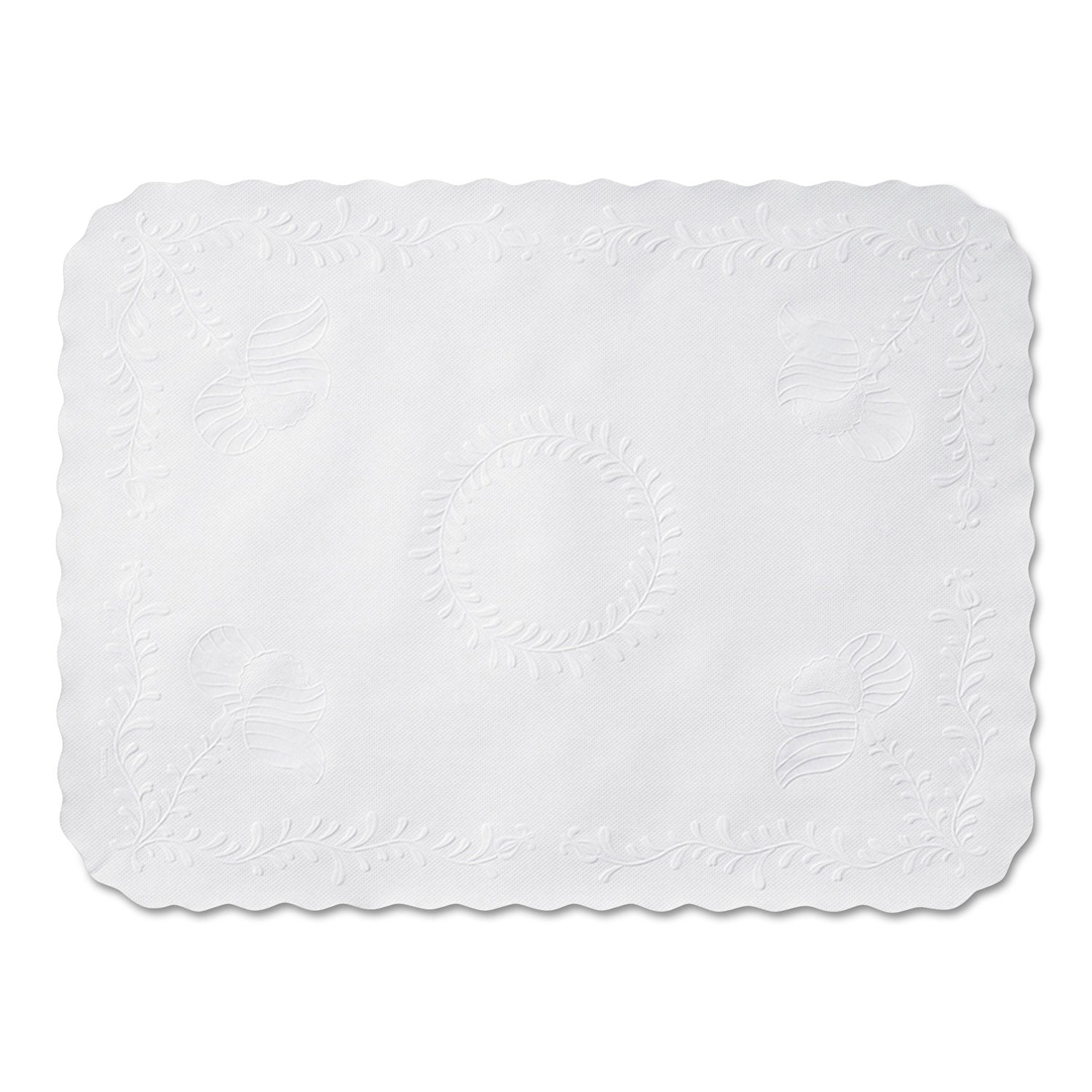 Anniversary Embossed Scalloped Edge Tray Mat, 14 x 19, White, 1,000/Carton -