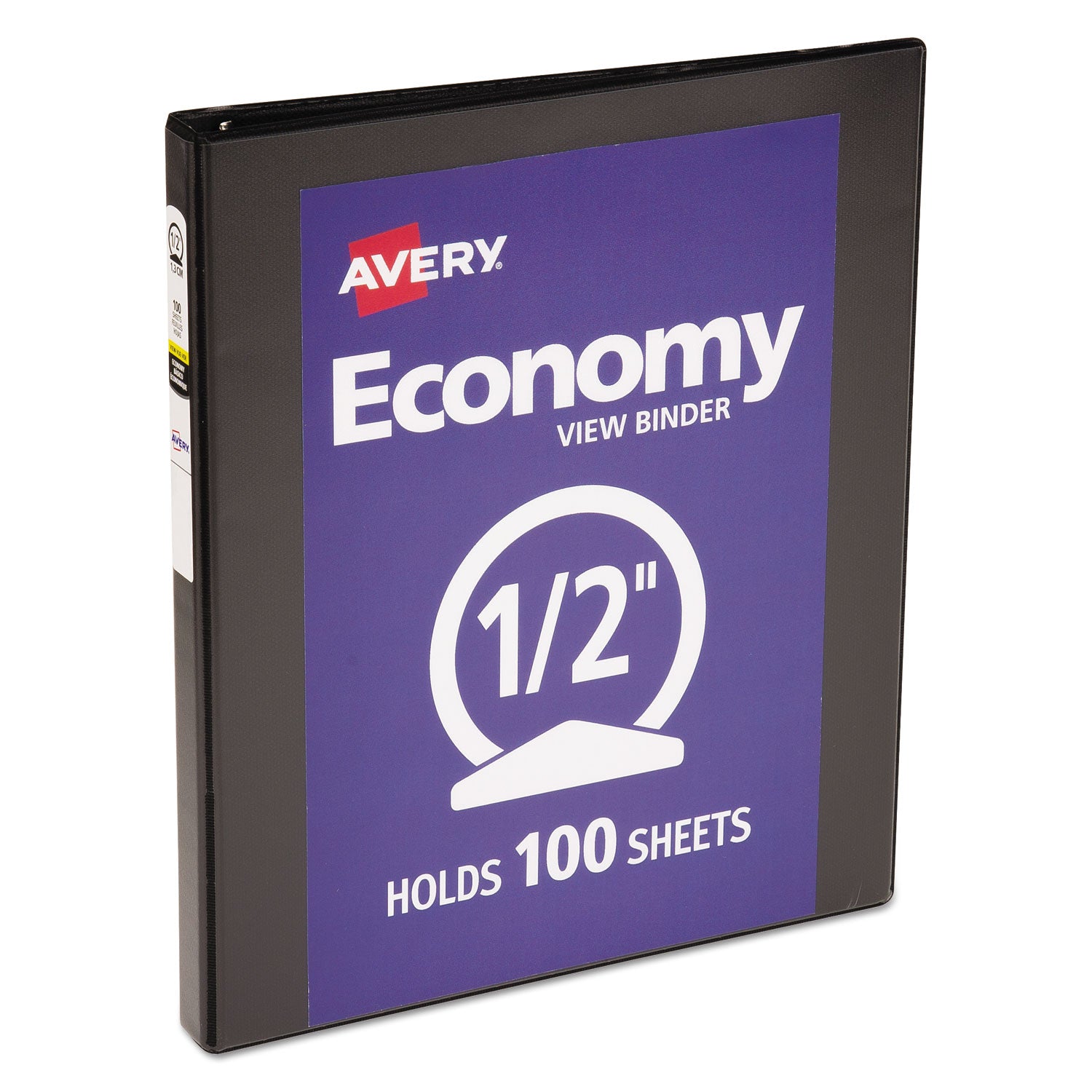 Economy View Binder with Round Rings , 3 Rings, 0.5" Capacity, 11 x 8.5, Black, (5705) -