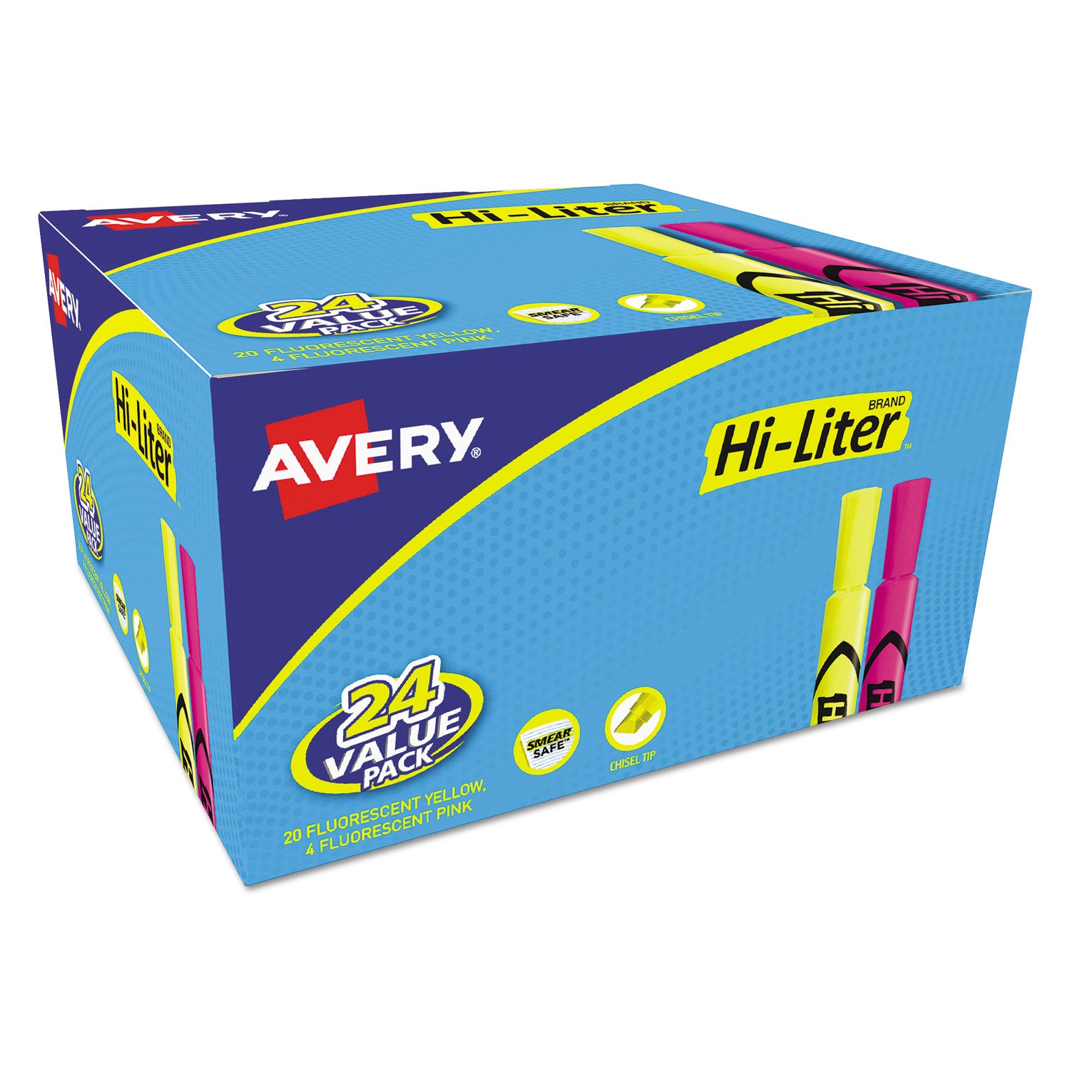 HI-LITER Desk-Style Highlighter Value Pack, Assorted Ink Colors, Chisel Tip, Assorted Barrel Colors, 24/Pack -