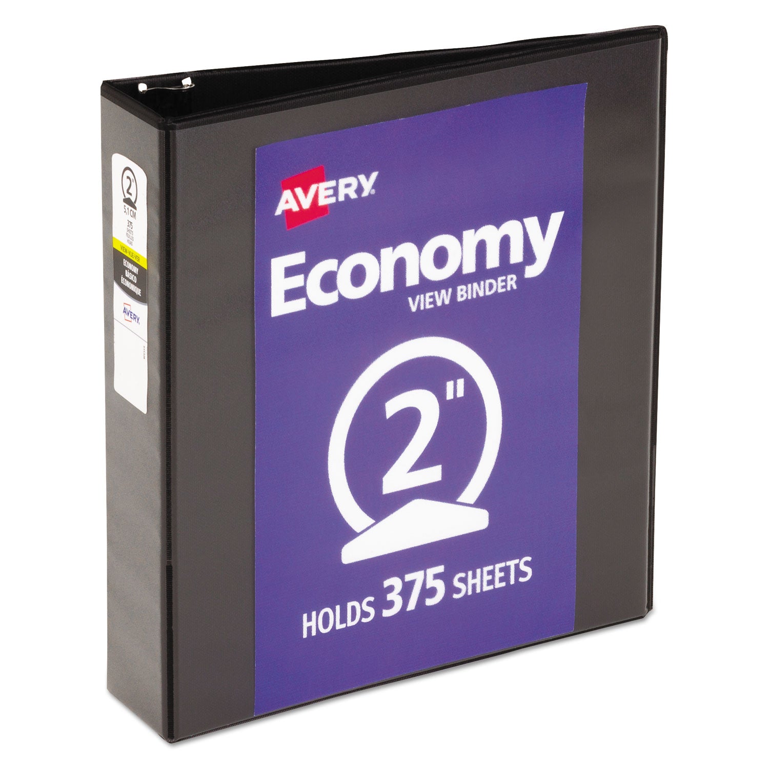 Economy View Binder with Round Rings , 3 Rings, 2" Capacity, 11 x 8.5, Black, (5730) -
