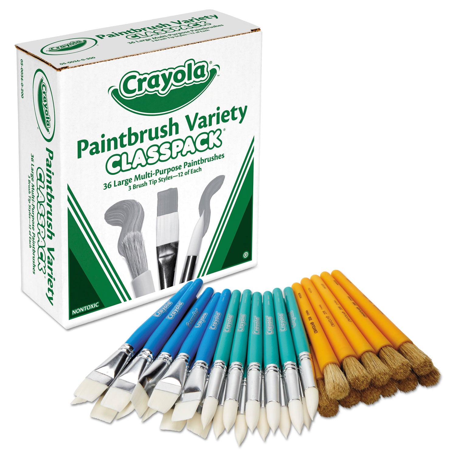 large-variety-paint-brush-classpack-natural;-nylon-bristles-flat;-round-profiles-36-set_cyo050036 - 2