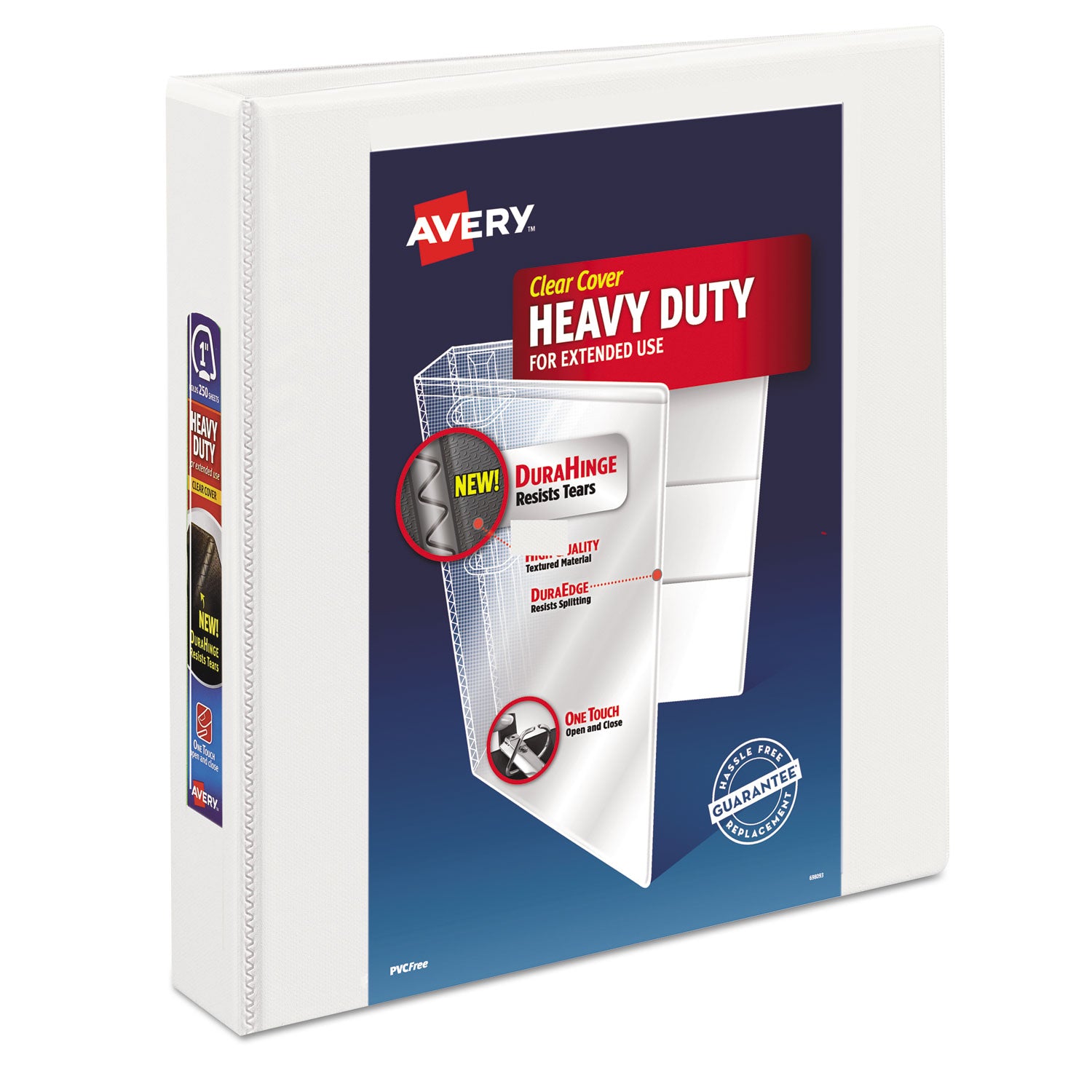 Heavy-Duty View Binder with DuraHinge and One Touch EZD Rings, 3 Rings, 1.5" Capacity, 11 x 8.5, White -