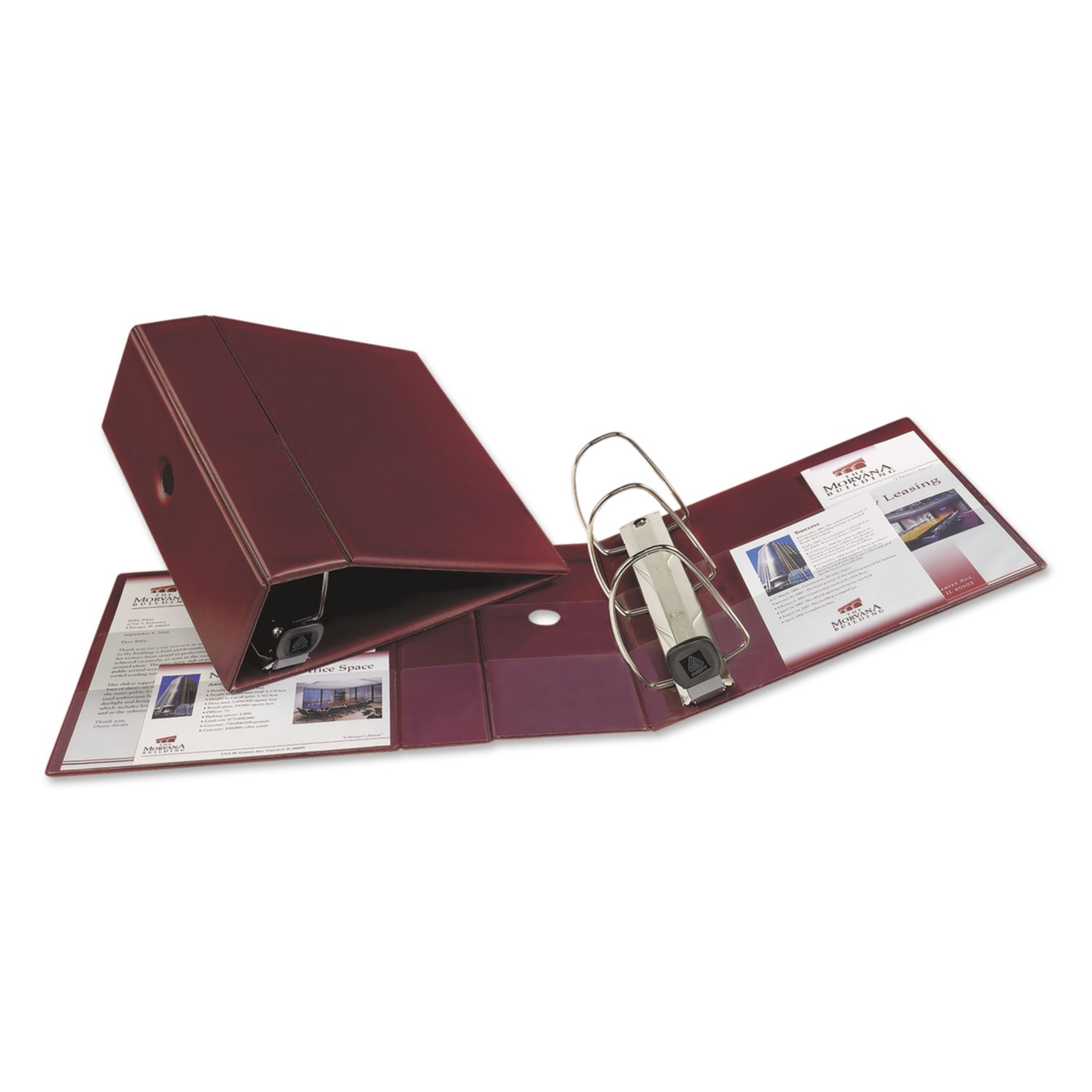 Heavy-Duty Non-View Binder with DuraHinge, Three Locking One Touch EZD Rings and Thumb Notch, 5" Capacity, 11 x 8.5, Maroon -