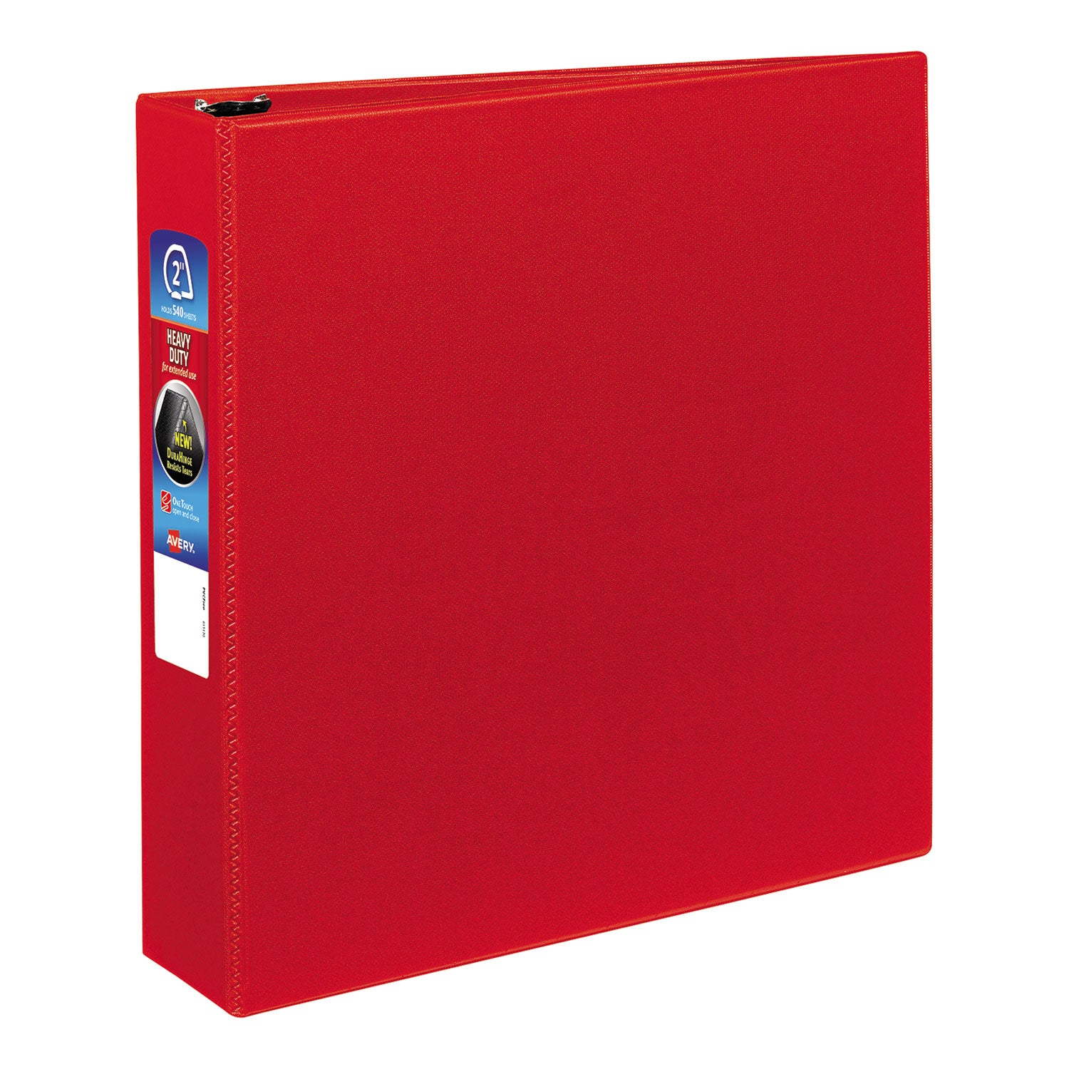 Heavy-Duty Non-View Binder with DuraHinge and One Touch EZD Rings, 3 Rings, 2" Capacity, 11 x 8.5, Red -