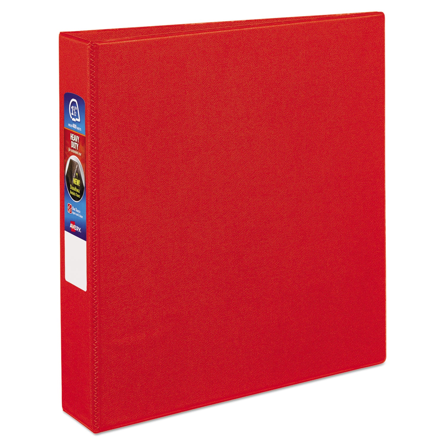 Heavy-Duty Non-View Binder with DuraHinge and One Touch EZD Rings, 3 Rings, 1.5" Capacity, 11 x 8.5, Red -